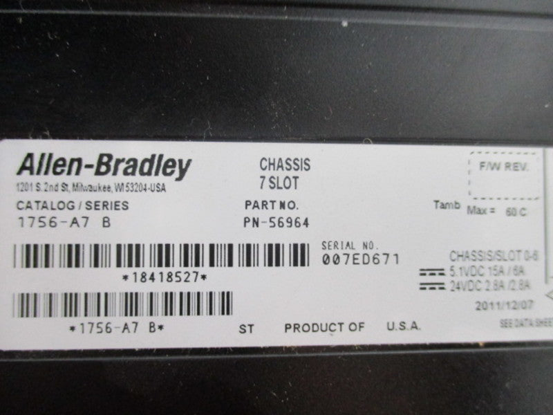 ALLEN BRADLEY 1756-A7 SER.B 7-SLOT CHASSIS * NEW NO BOX *