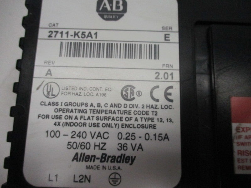 ALLEN BRADLEY 2711-K5A1 SER. E F/W 2.01 PANELVIEWER* USED *