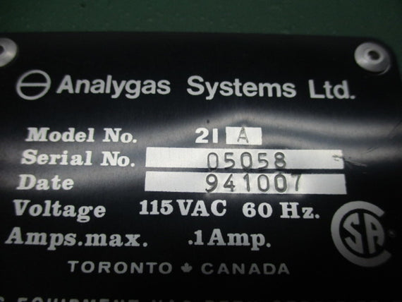 MANNING SYSTEMS 21A GAS ALARM (AS PICTURED) * USED *