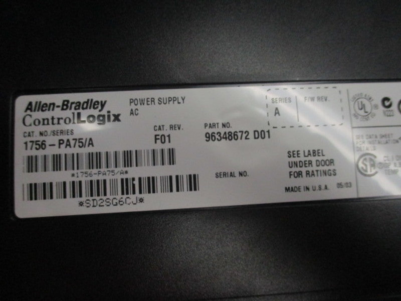 ALLEN BRADLEY CONTROLLOGIX 1756-PA75 SER. A POWER SUPPLY * NEW IN BOX *