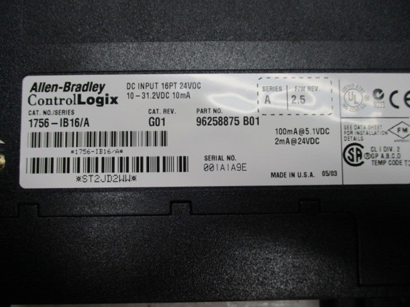 ALLEN BRADLEY CONTROLLOGIX 1756-IB16 SER. A F/W 2.5 INPUT MODULE * NEW IN BOX *