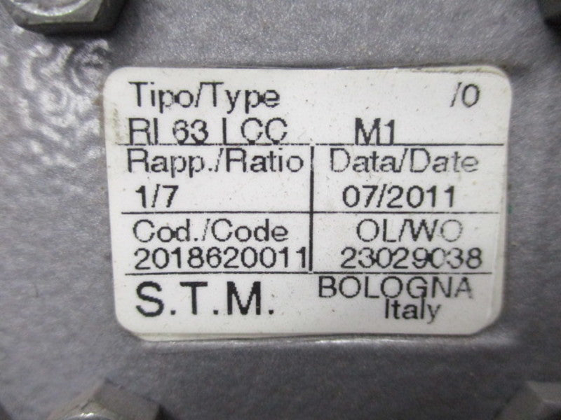 S.T.M RI63ICCM1 WORM GEARBOX RATIO 1/7 * USED*