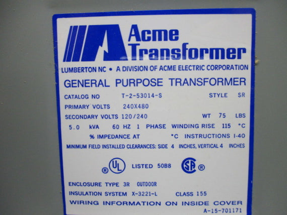 ACME  T-2-53014-S TRANSFORMER * NEW IN BOX *