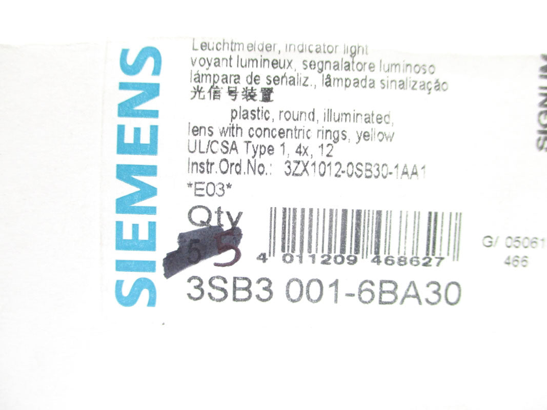 SIEMENS 3SB3001-6BA30 (PKG OF 5) NSMP
