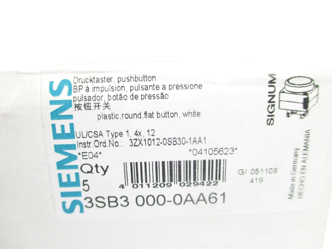 SIEMENS 3SB3000-0AA61 (PKG OF 5) NSMP