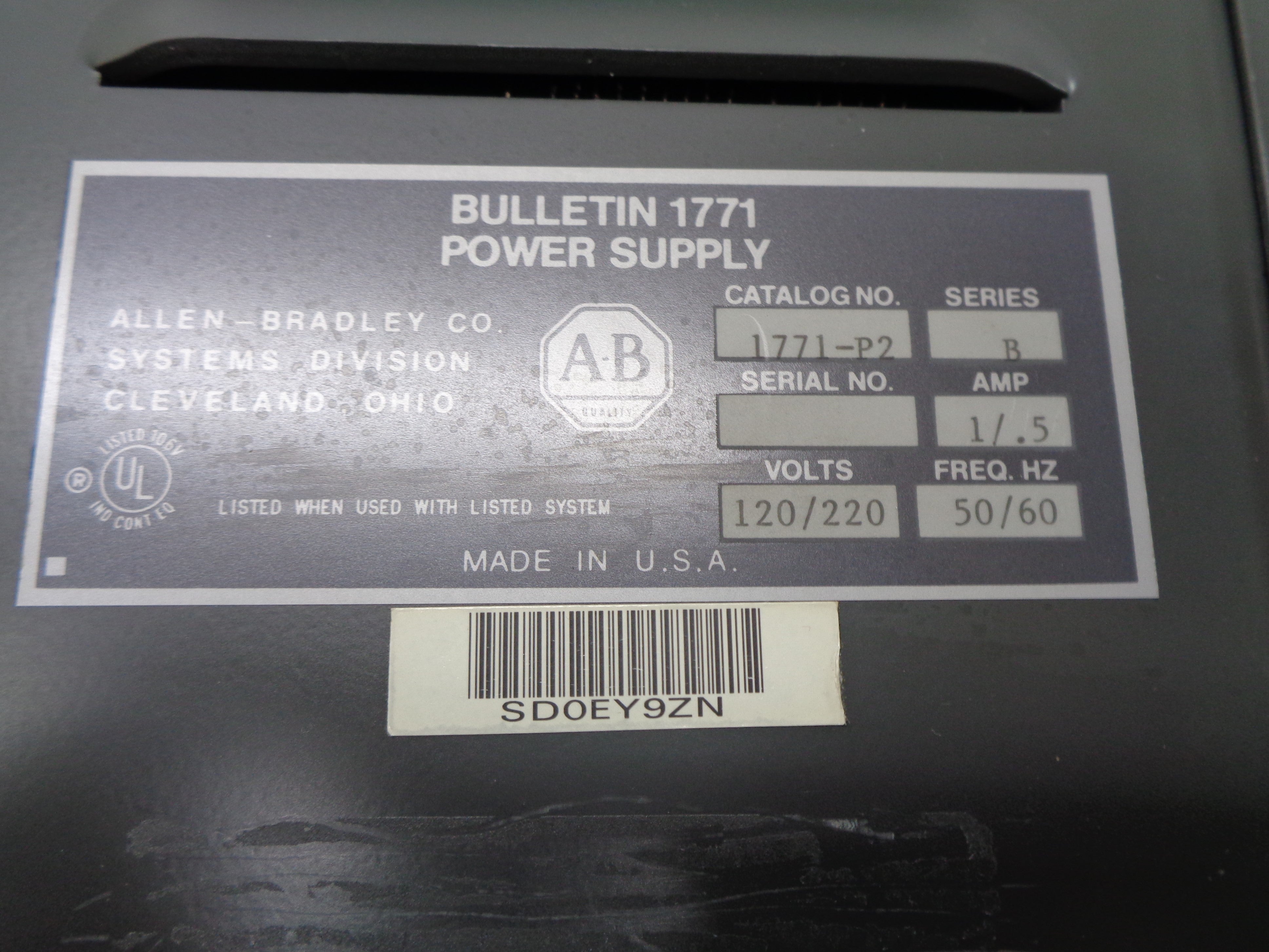 ALLEN BRADLEY 1771-P2 SER. B NSNP