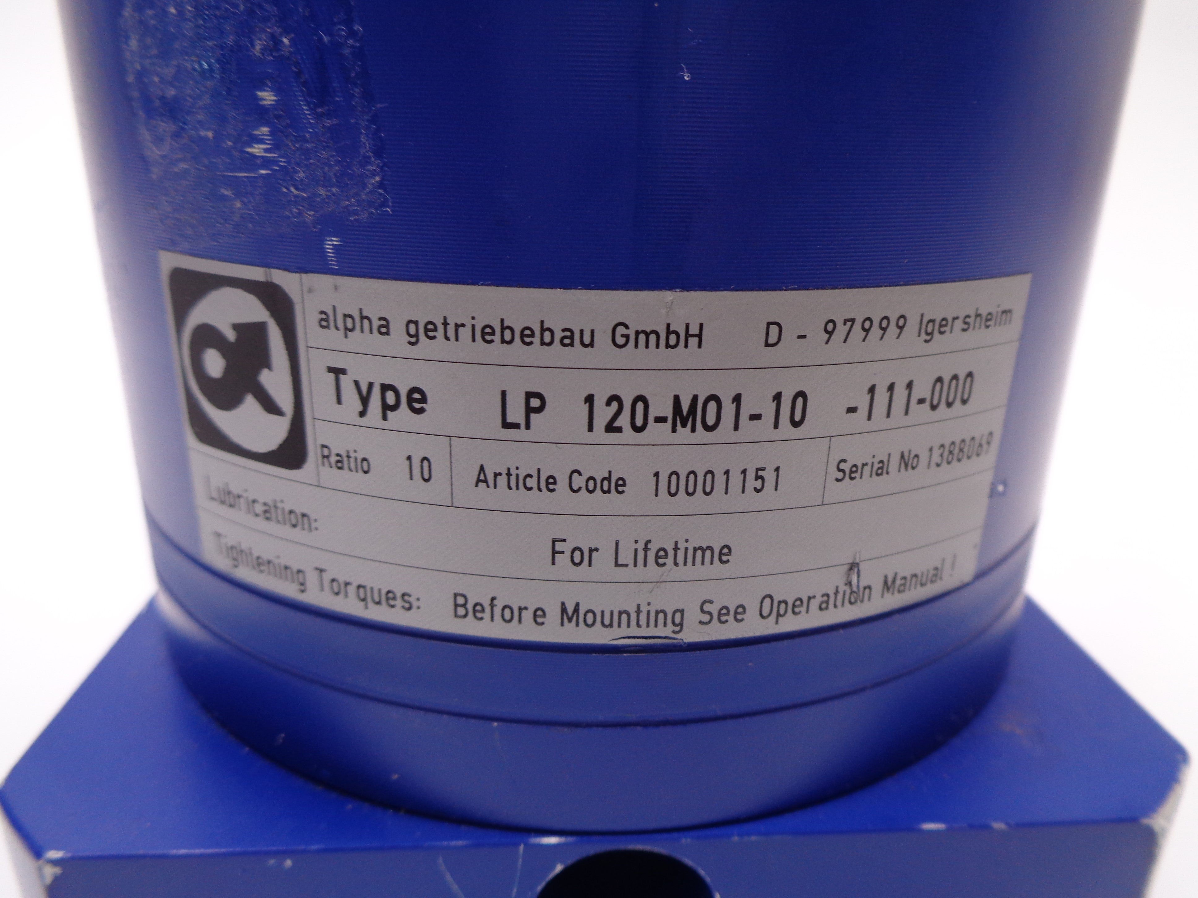 WITTENSTEIN ALPHA LP120-M01-10-111-000 NSNP