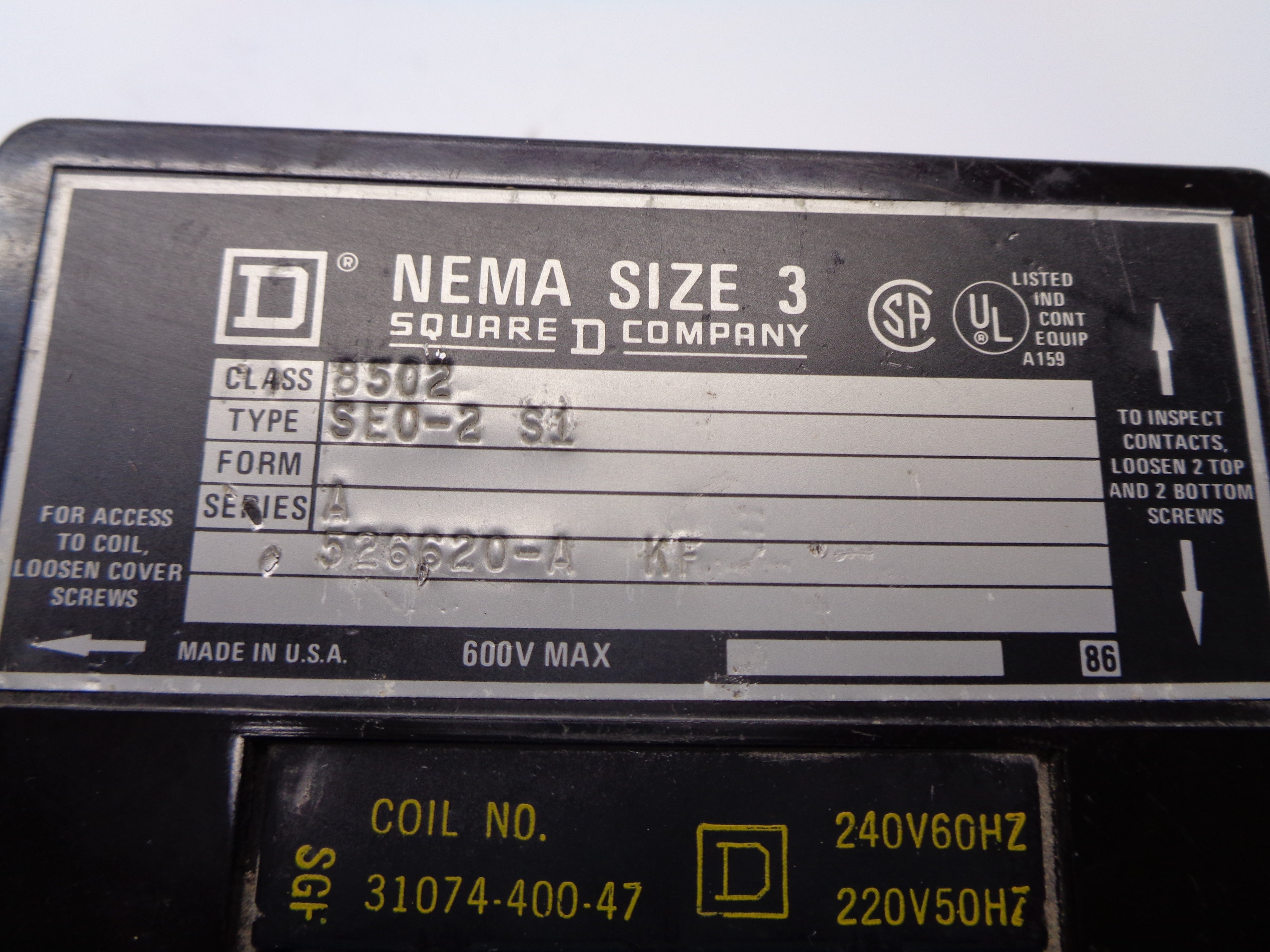 SQUARE D 8502SEO2S1 SER. A NSNP