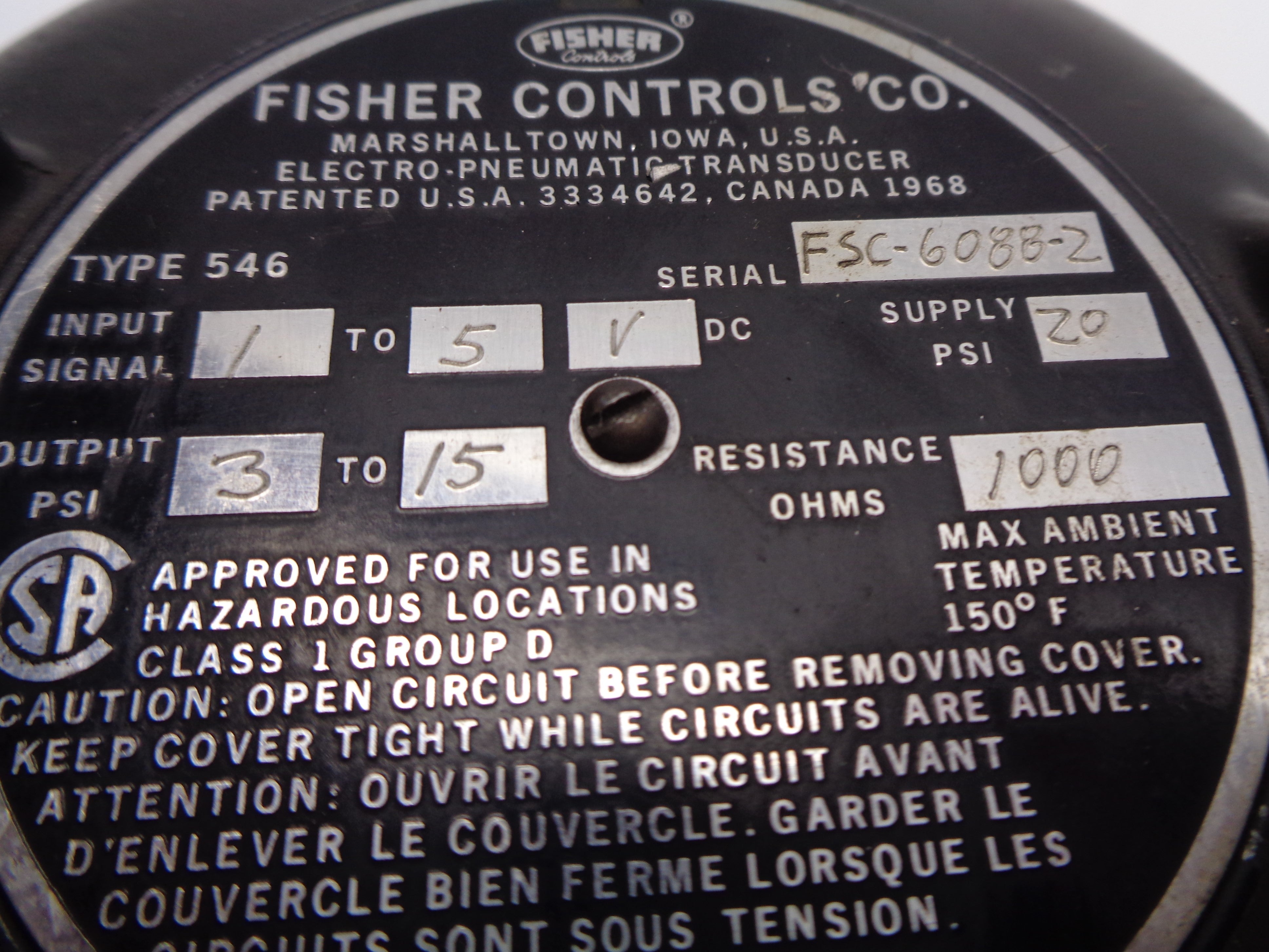 FISHER CONTROLS 546 UNMP