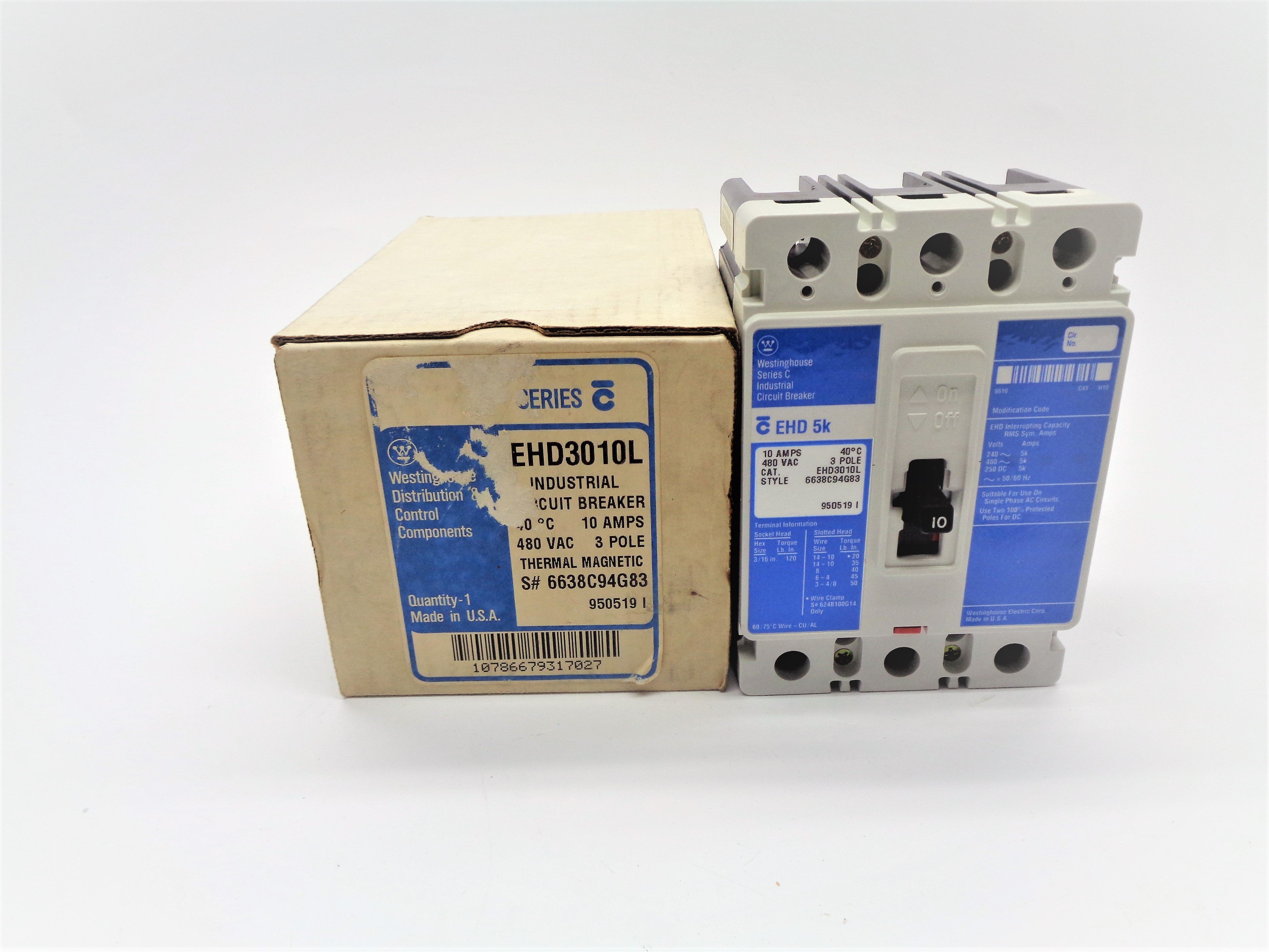 WESTINGHOUSE EHD3010L 10A 480V SER. C NSMP