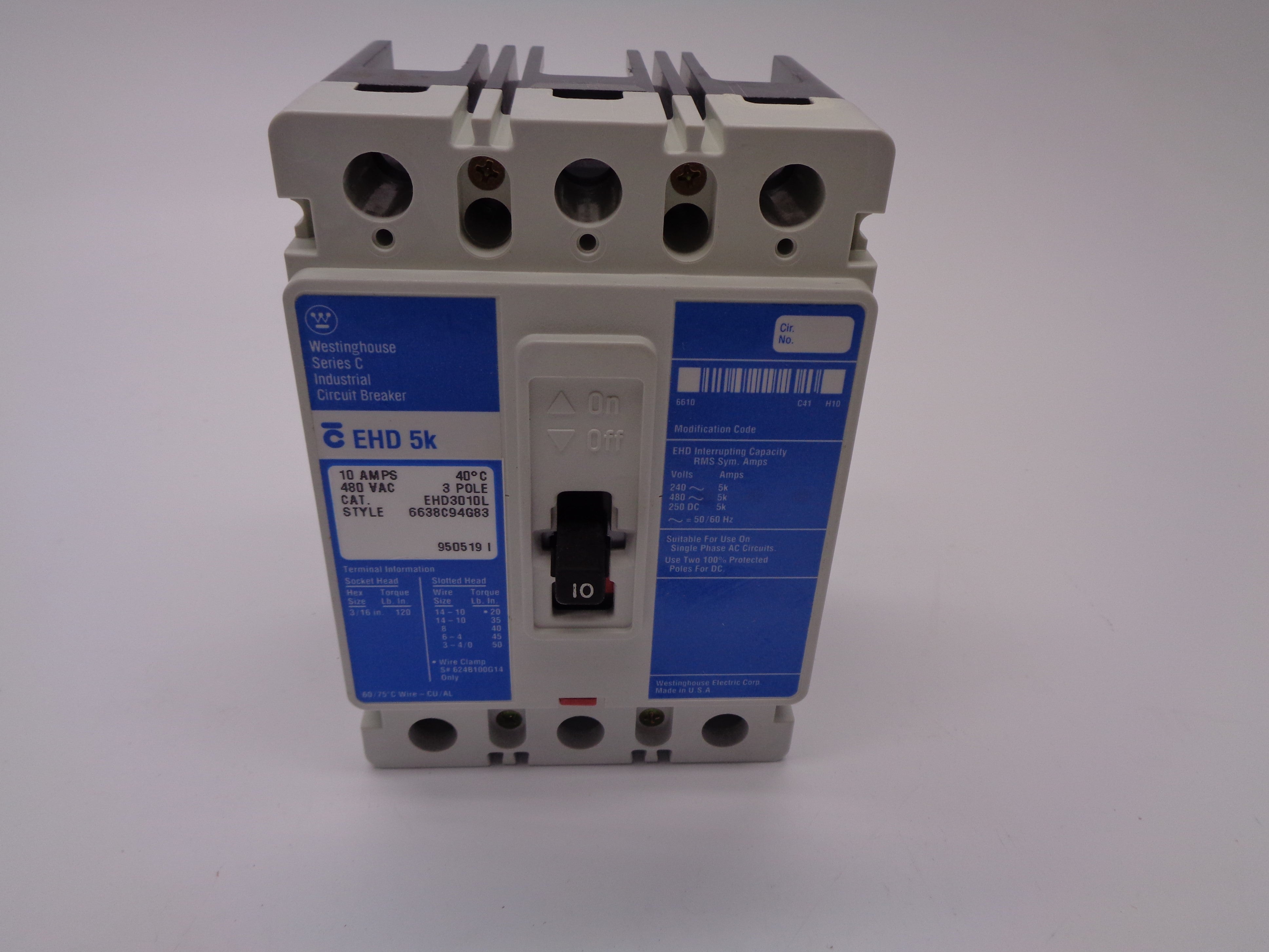WESTINGHOUSE EHD3010L 10A 480V SER. C NSMP