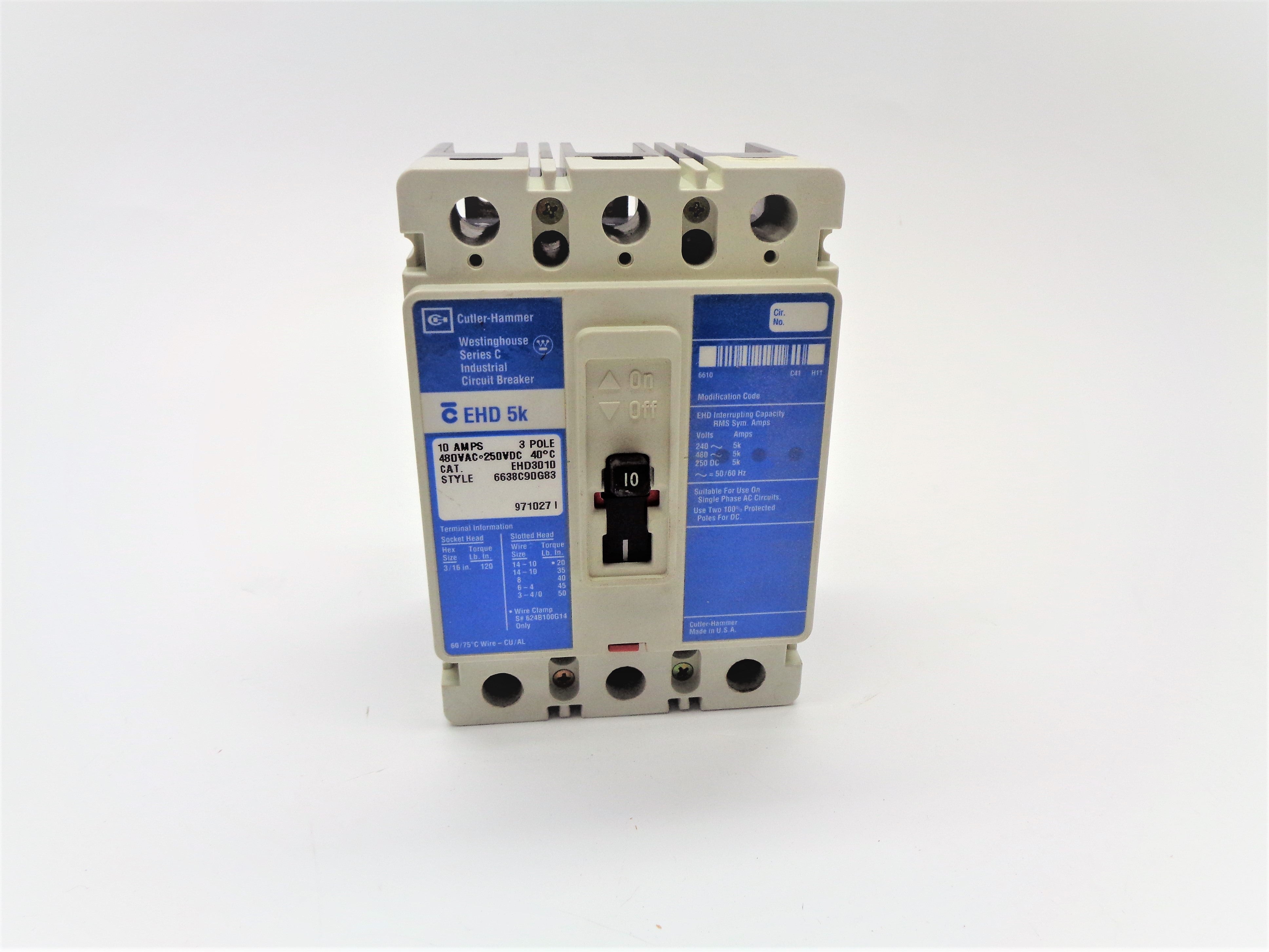 CUTLER HAMMER EHD3010 10A 480V SER. C NSNP