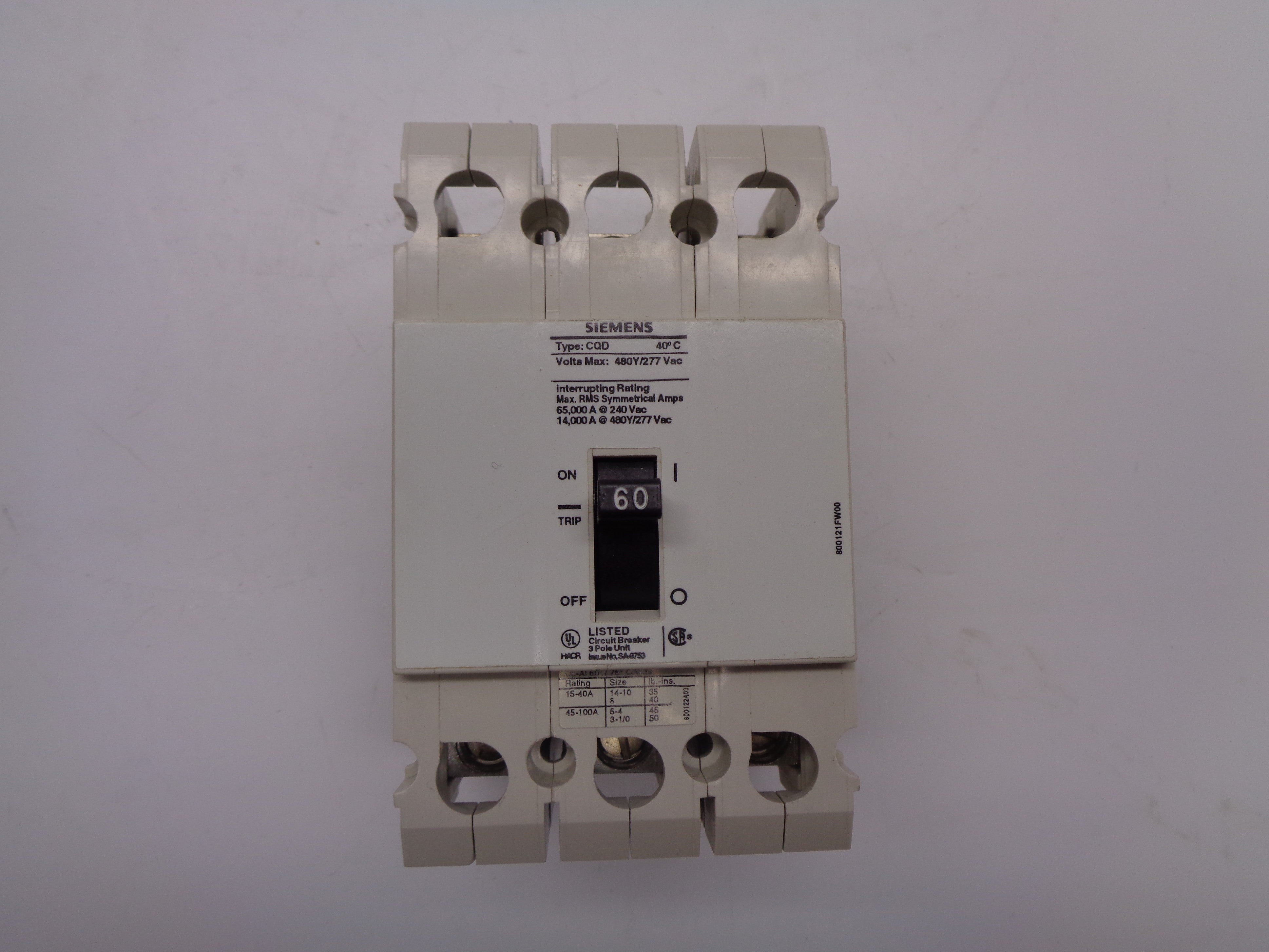 SIEMENS CQD360 60A 277V NSMP