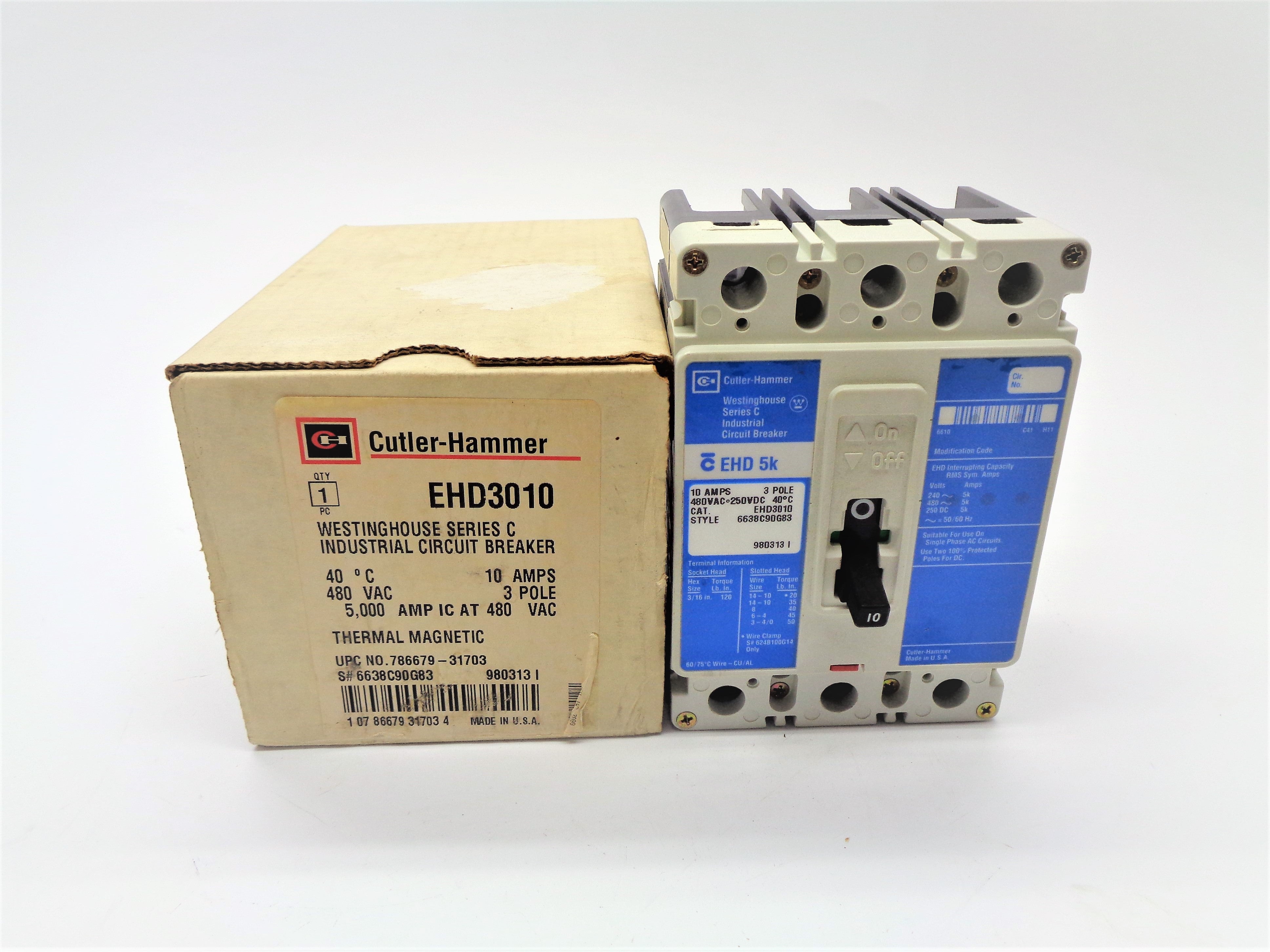 CUTLER HAMMER EHD3010 10A 480V SER. C NSMP