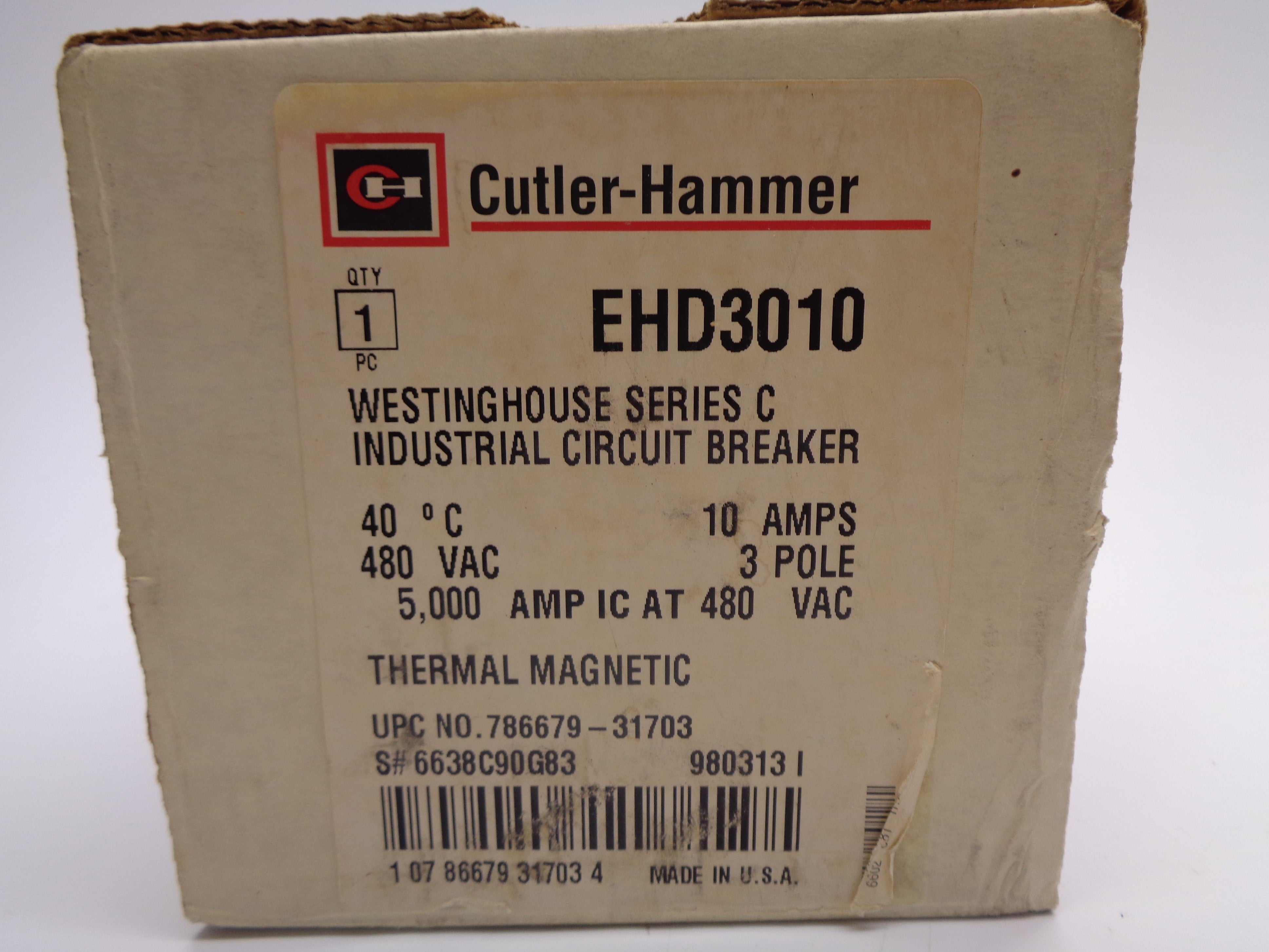 CUTLER HAMMER EHD3010 10A 480V SER. C NSMP