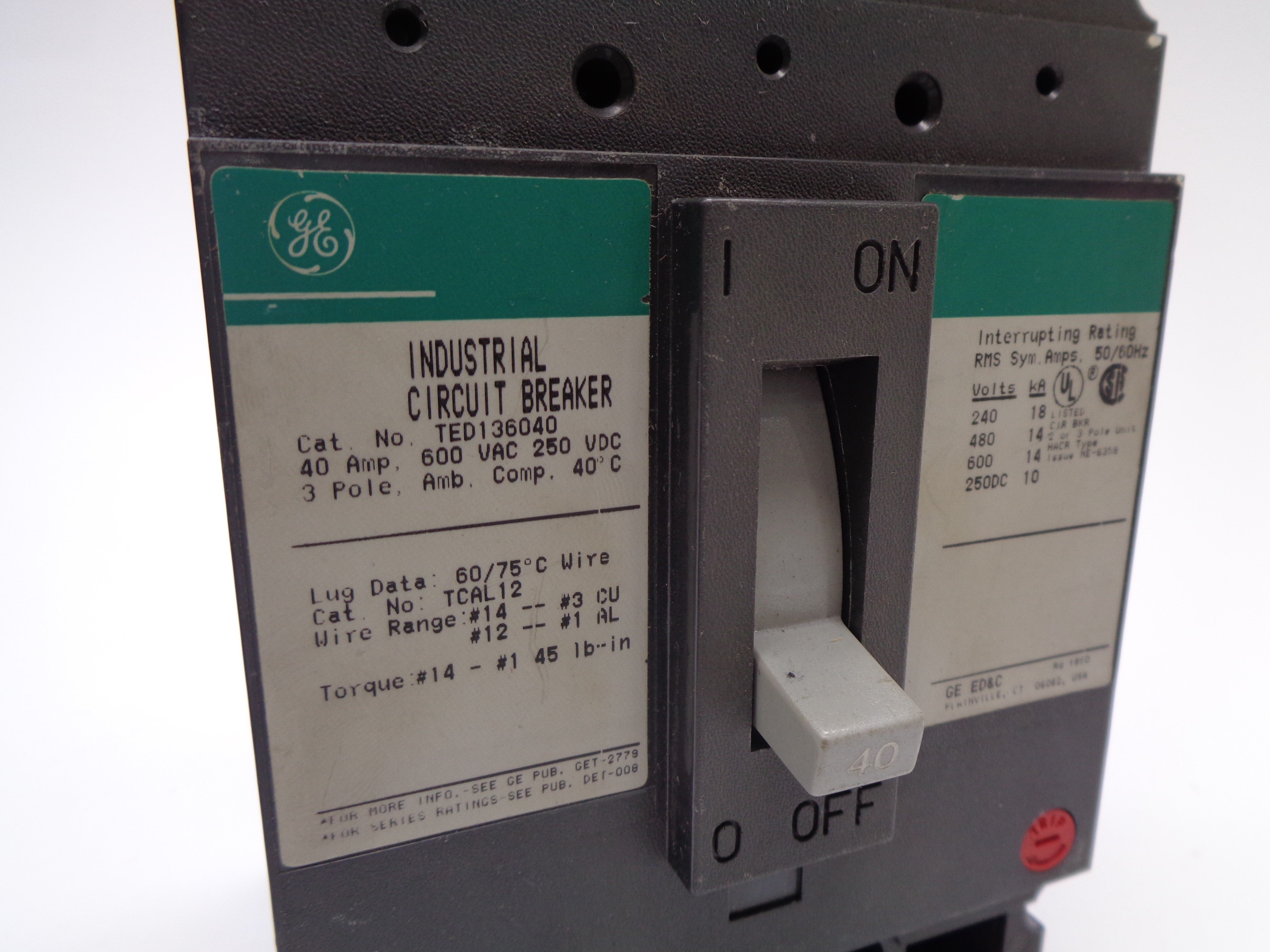 GENERAL ELECTRIC TED136040 40A 600V NSNP