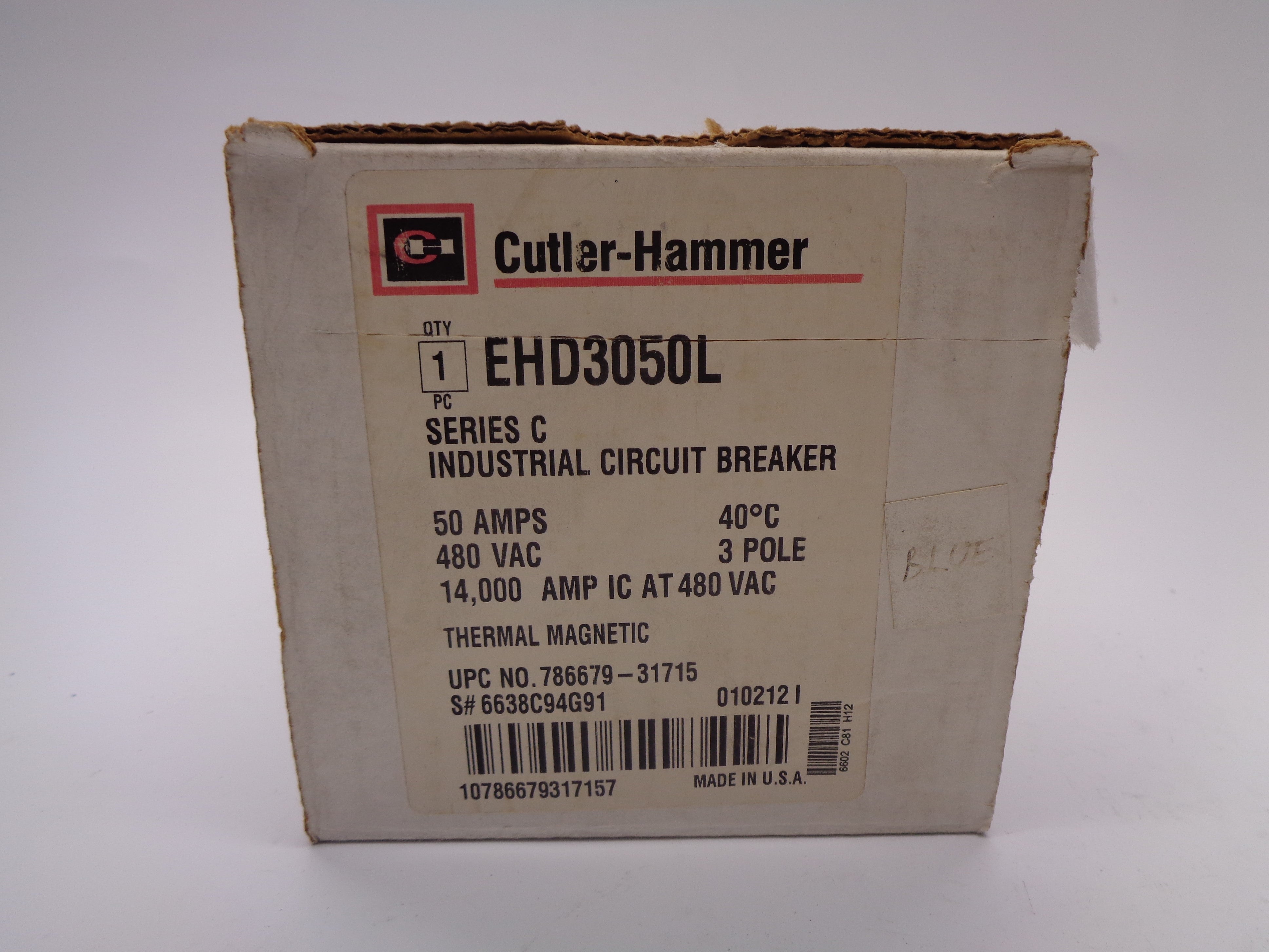 CUTLER HAMMER EHD3050L 50A 480V SER. C NSMP