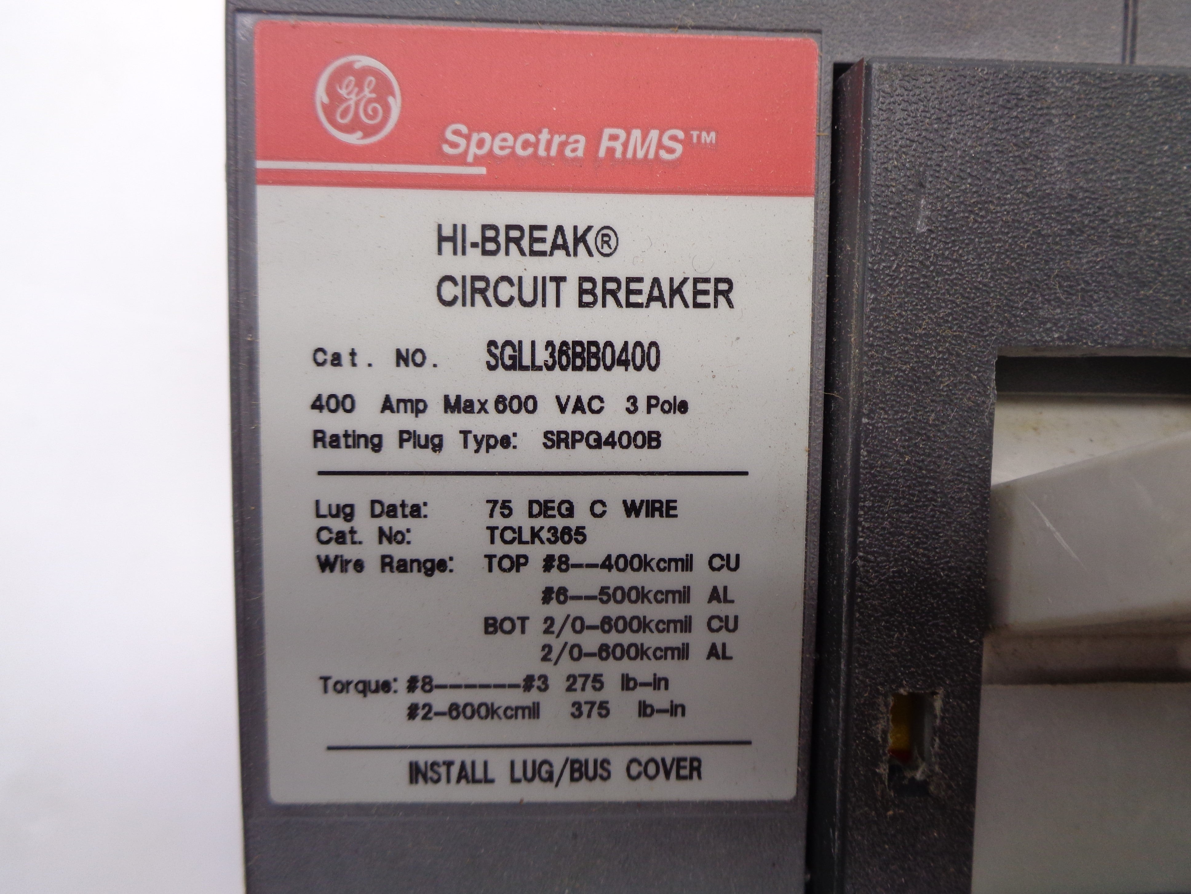 GENERAL ELECTRIC SGLL36BB0400 400A 600V (AS PICTURED) UNMP