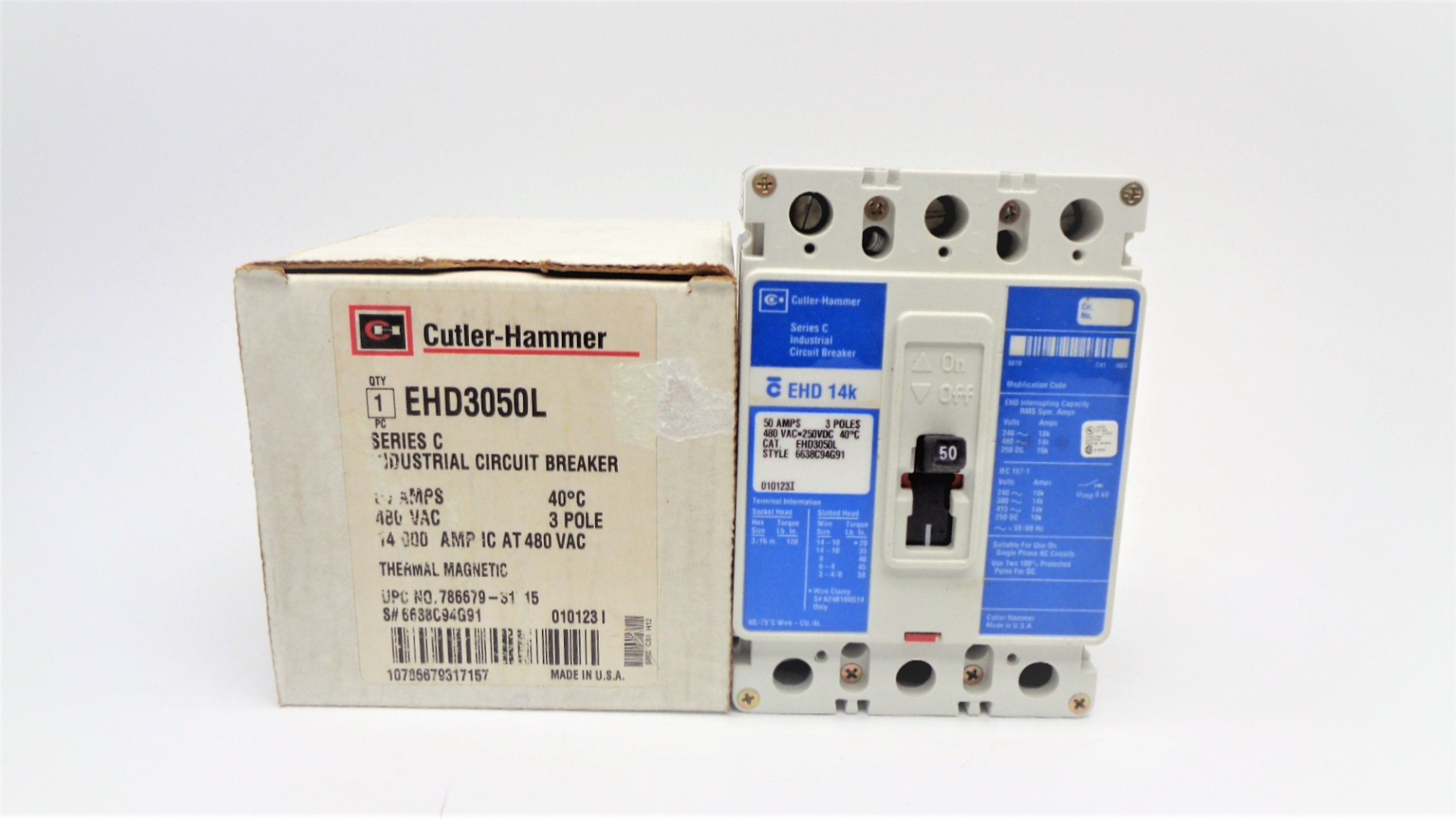 CUTLER HAMMER EHD3050L 50A 480V SER. C NSMP