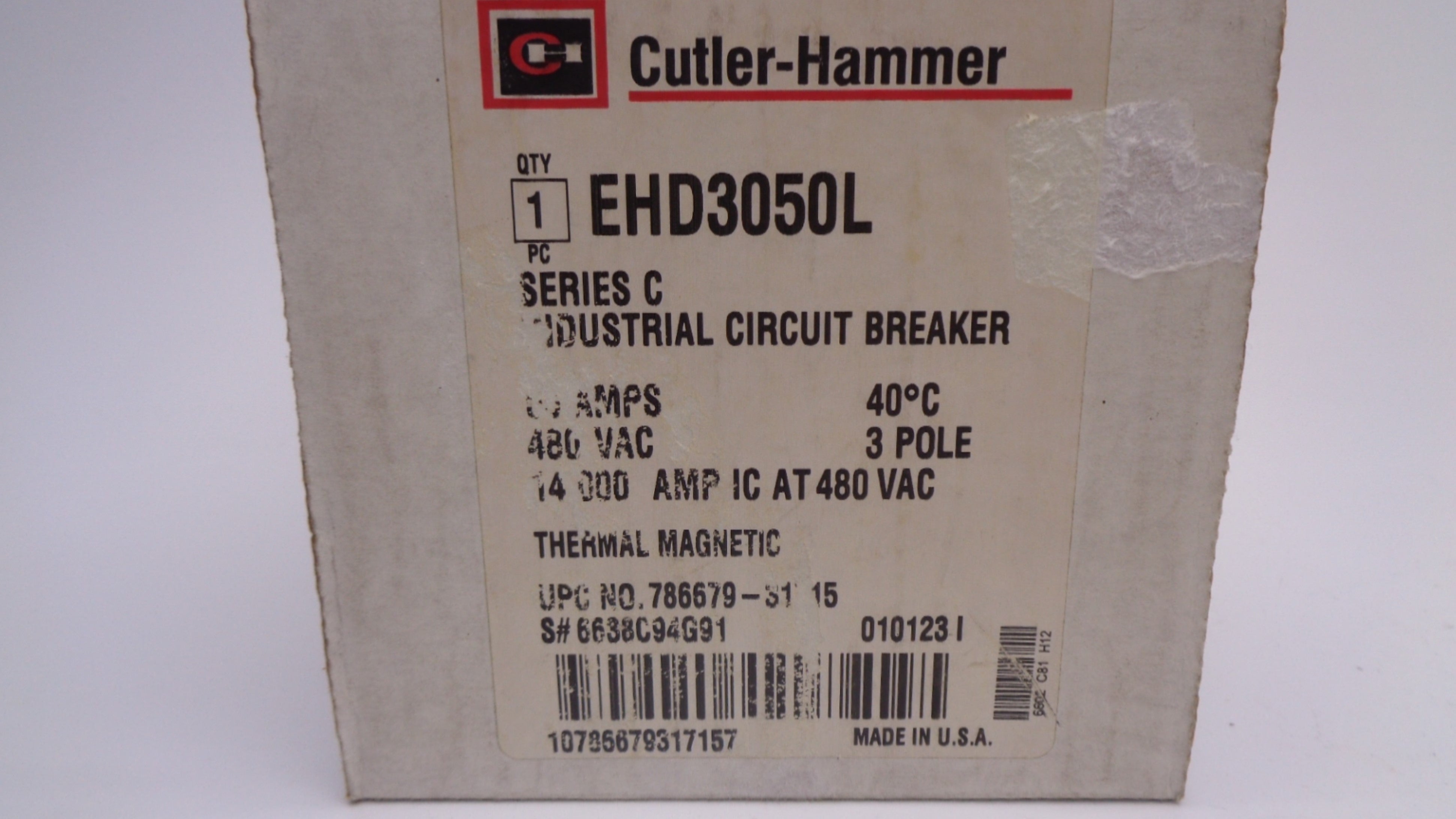 CUTLER HAMMER EHD3050L 50A 480V SER. C NSMP