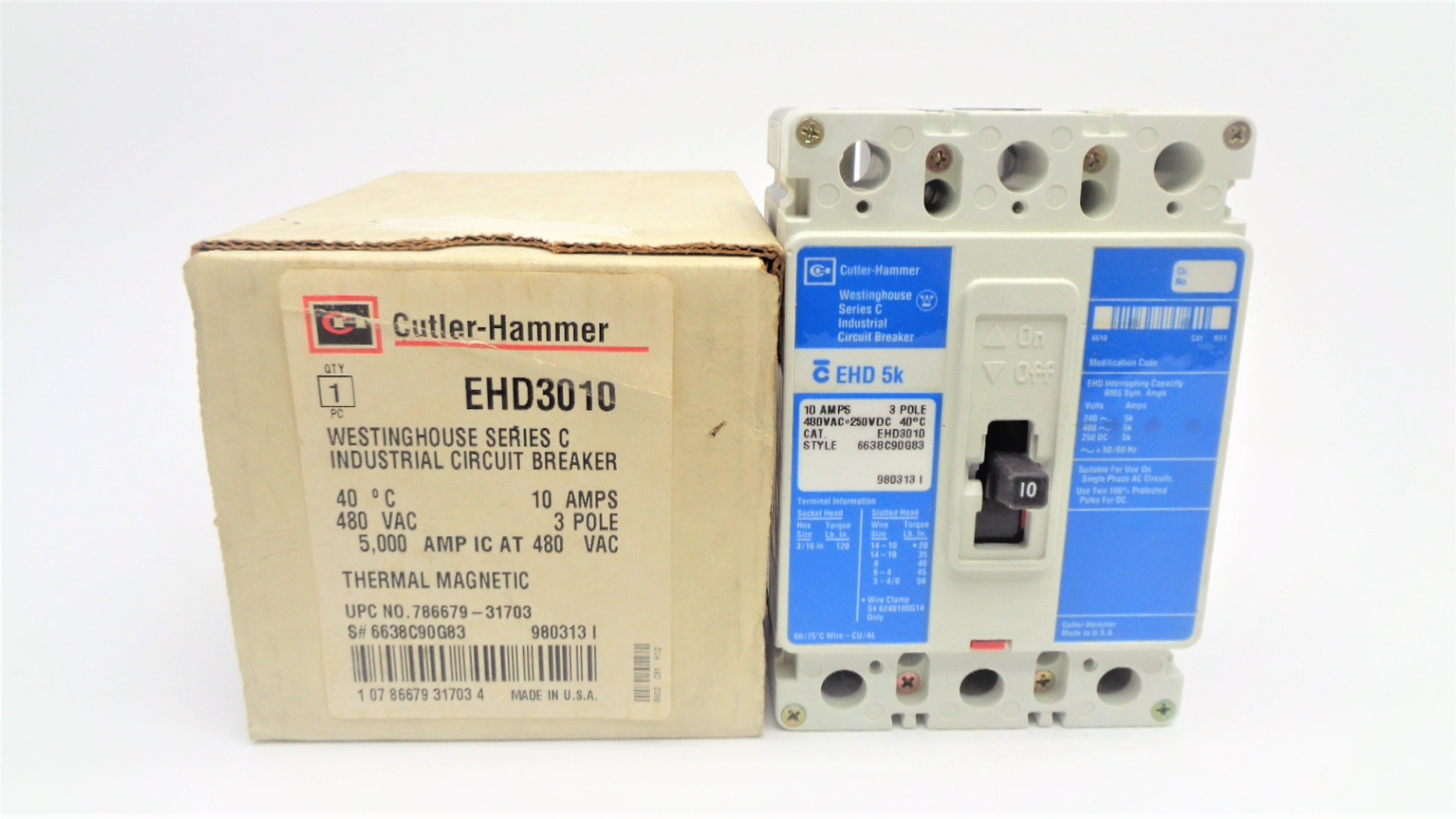 CUTLER HAMMER EHD3010 10A 480V SER. C NSMP