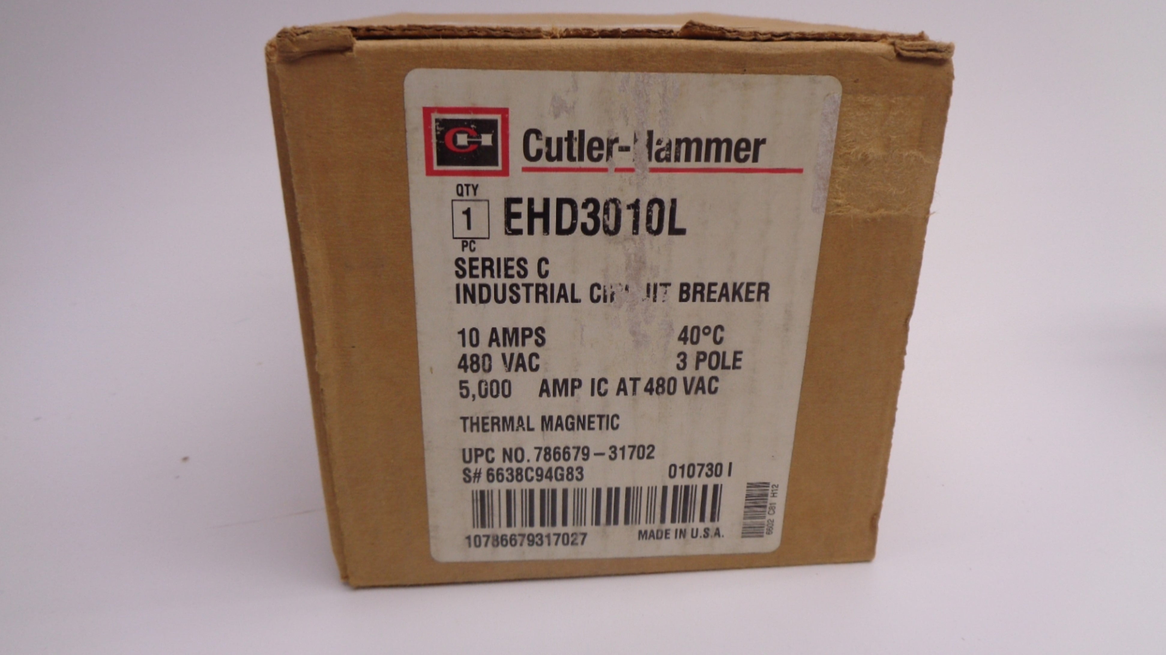 CUTLER HAMMER EHD3010L 10A 480V SER. C NSMP