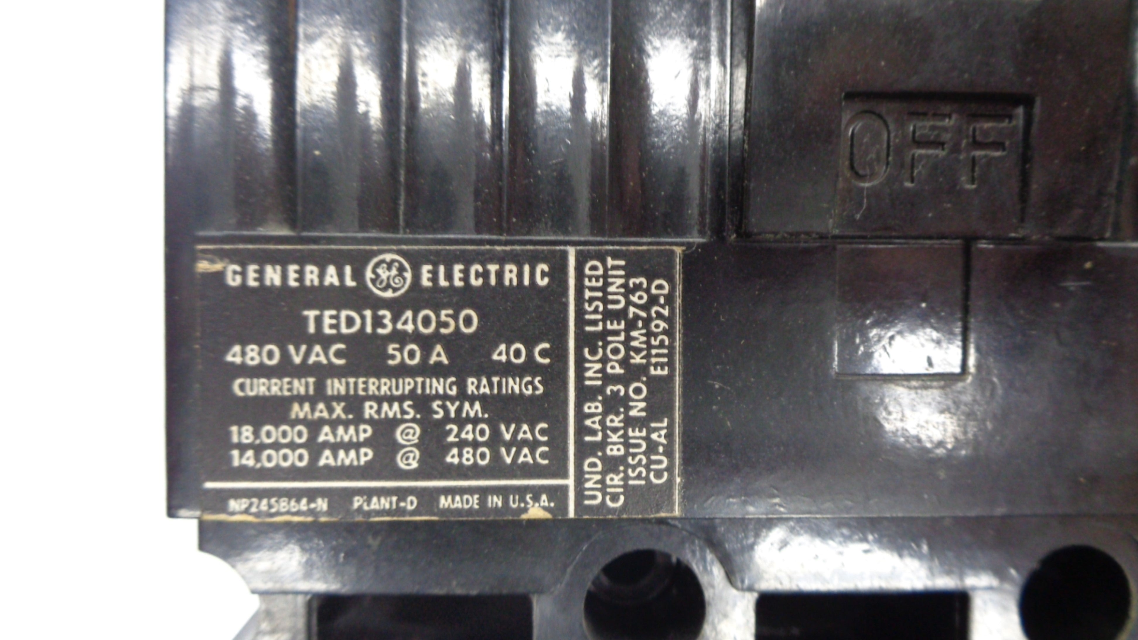 GENERAL ELECTRIC TED134050 50A 480V NSNP
