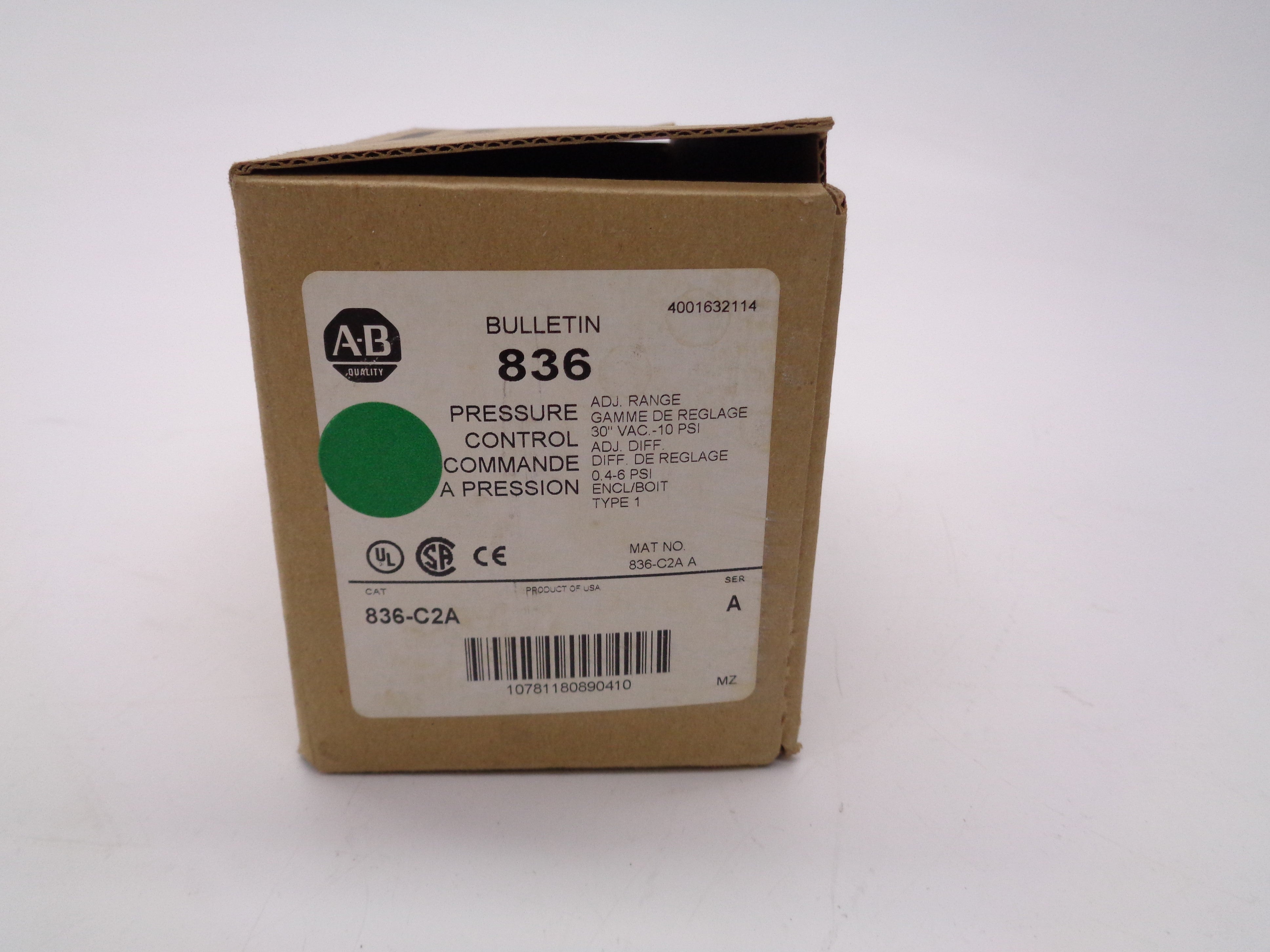 ALLEN BRADLEY 836-C2A SER. A 24-600V 65PSI (BR/WH) NSMP
