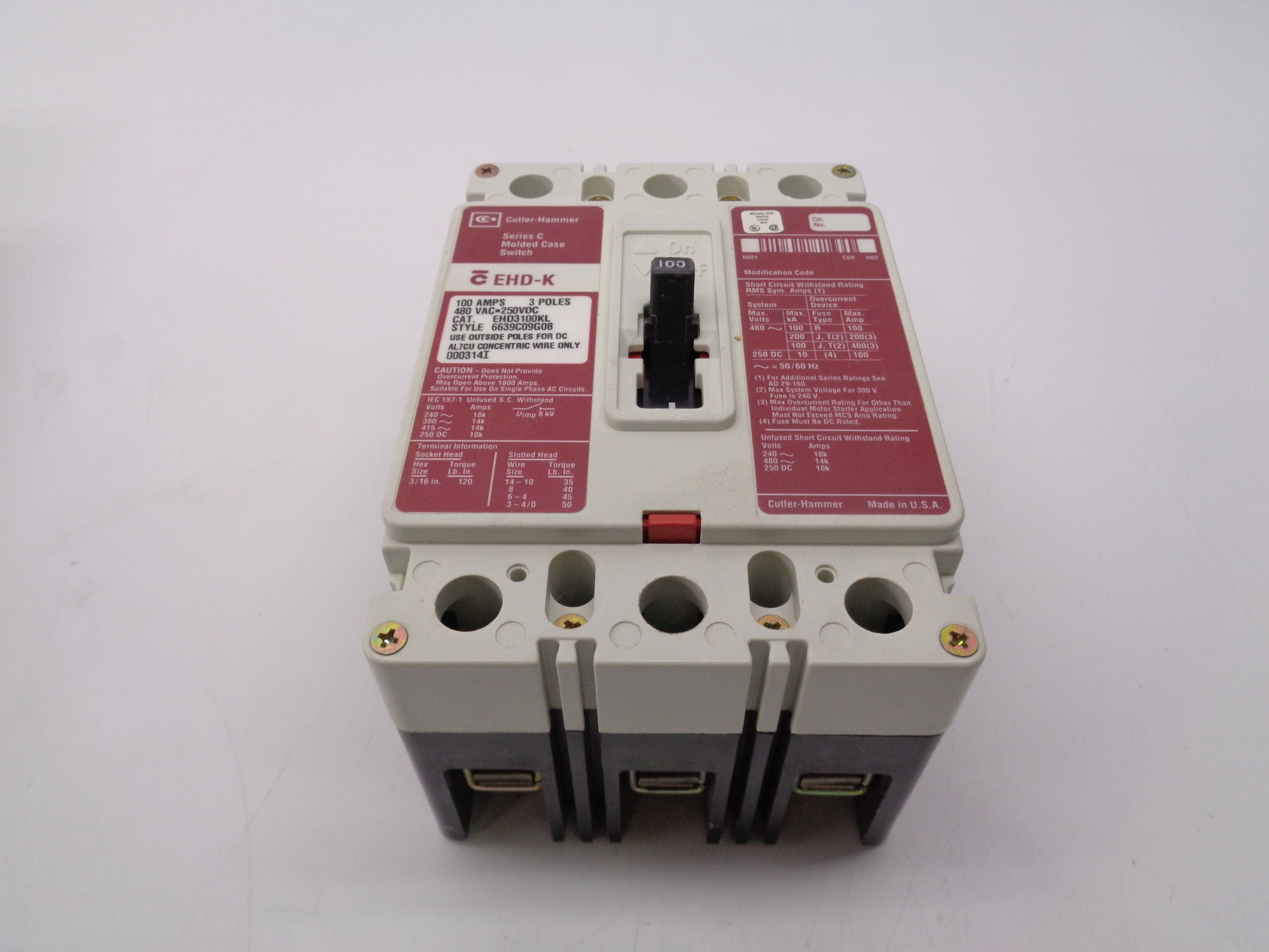 CUTLER HAMMER EHD3100KL SER. C NSMP