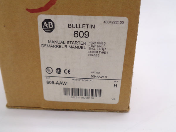 ALLEN BRADLEY 609-AAW SER. H 600V (BR/WH) NSMP