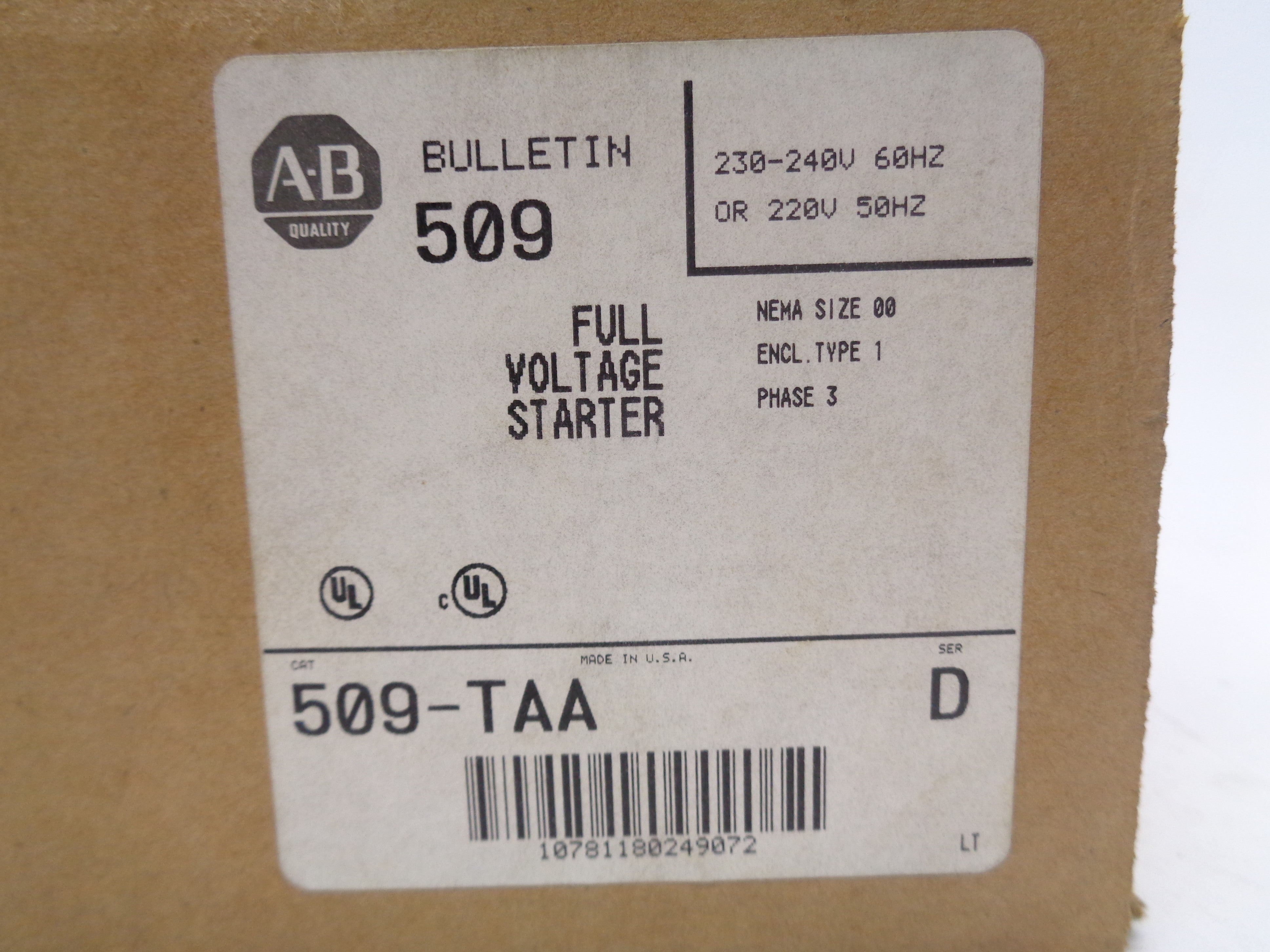 INDUSTRIAL SPARE PART 509-TAA SER. D (BR/WH) NSMP