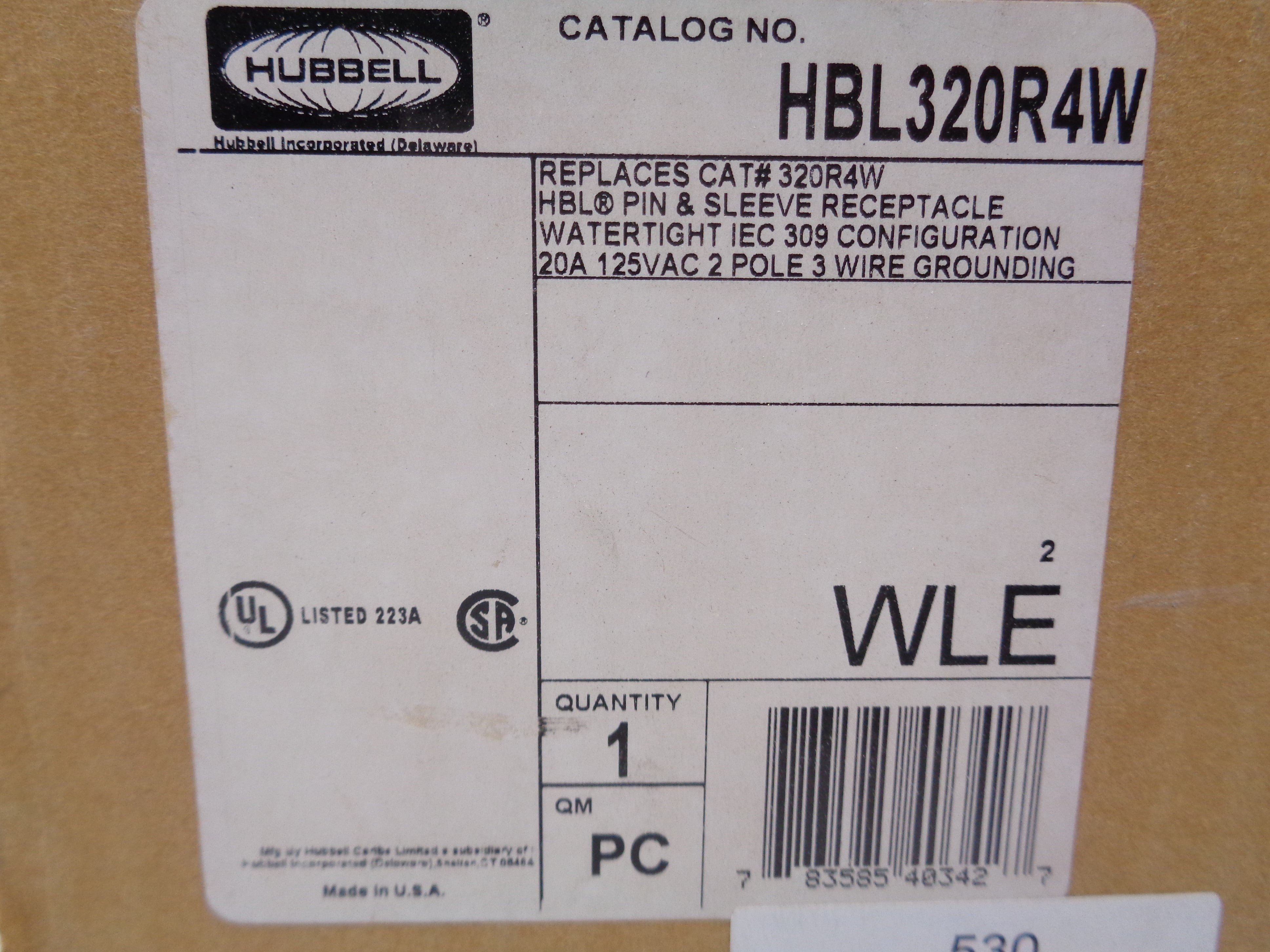 HUBBELL HBL320R4W NSMP