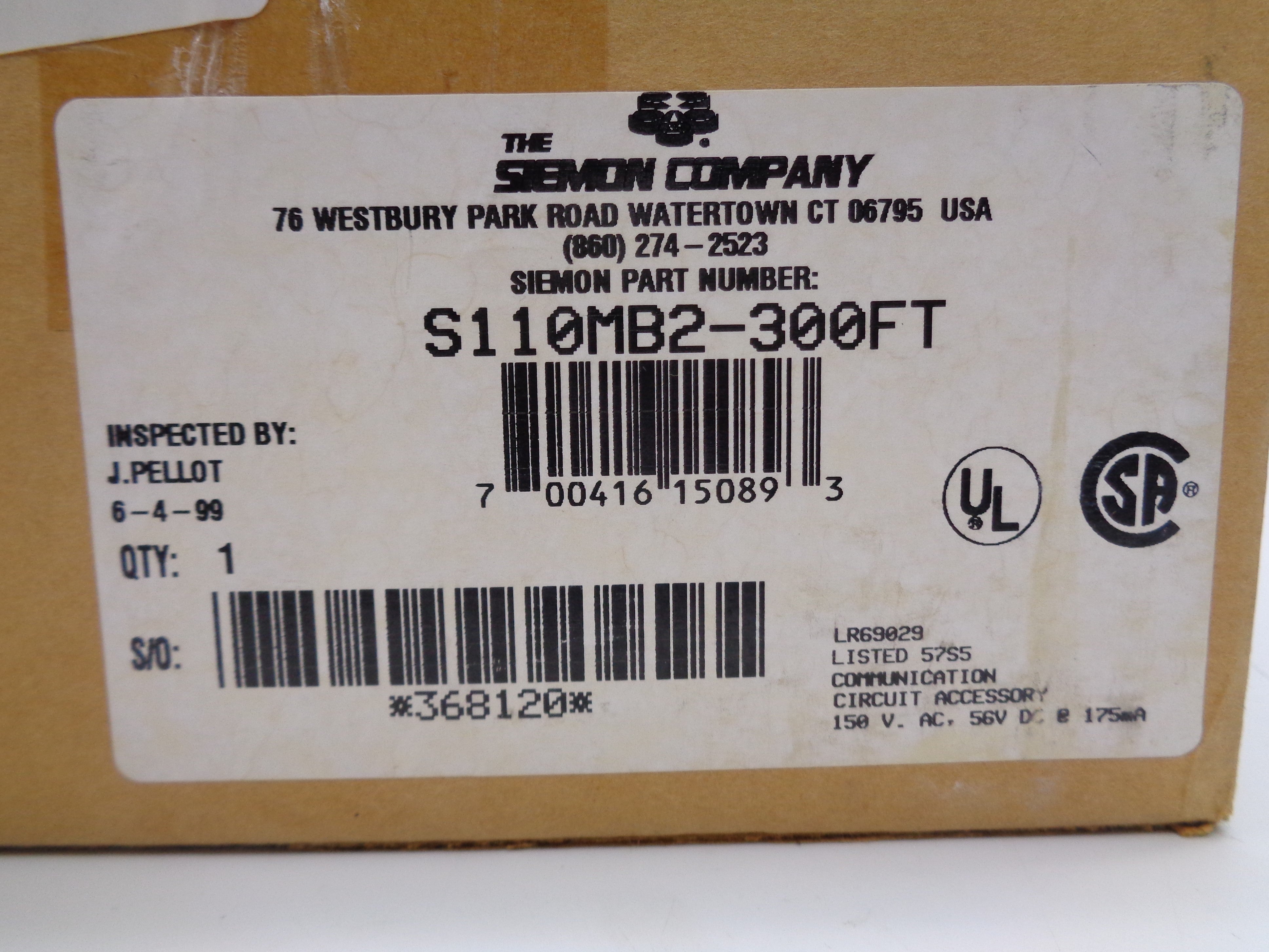 SIEMON COMPANY S110MB2-300FT NSMP