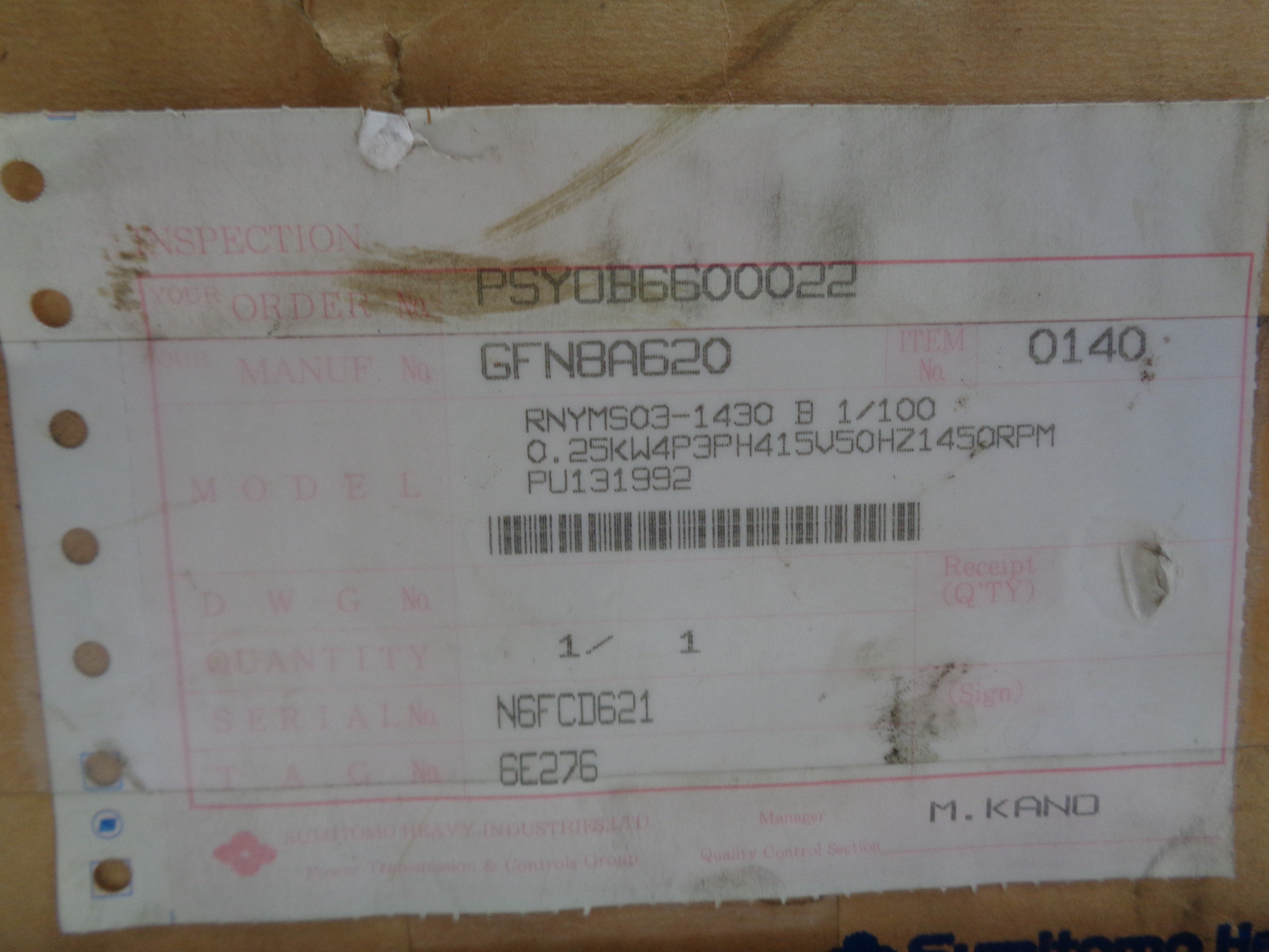 SUMITOMO RNYMS03-1430-B-100 NSMP