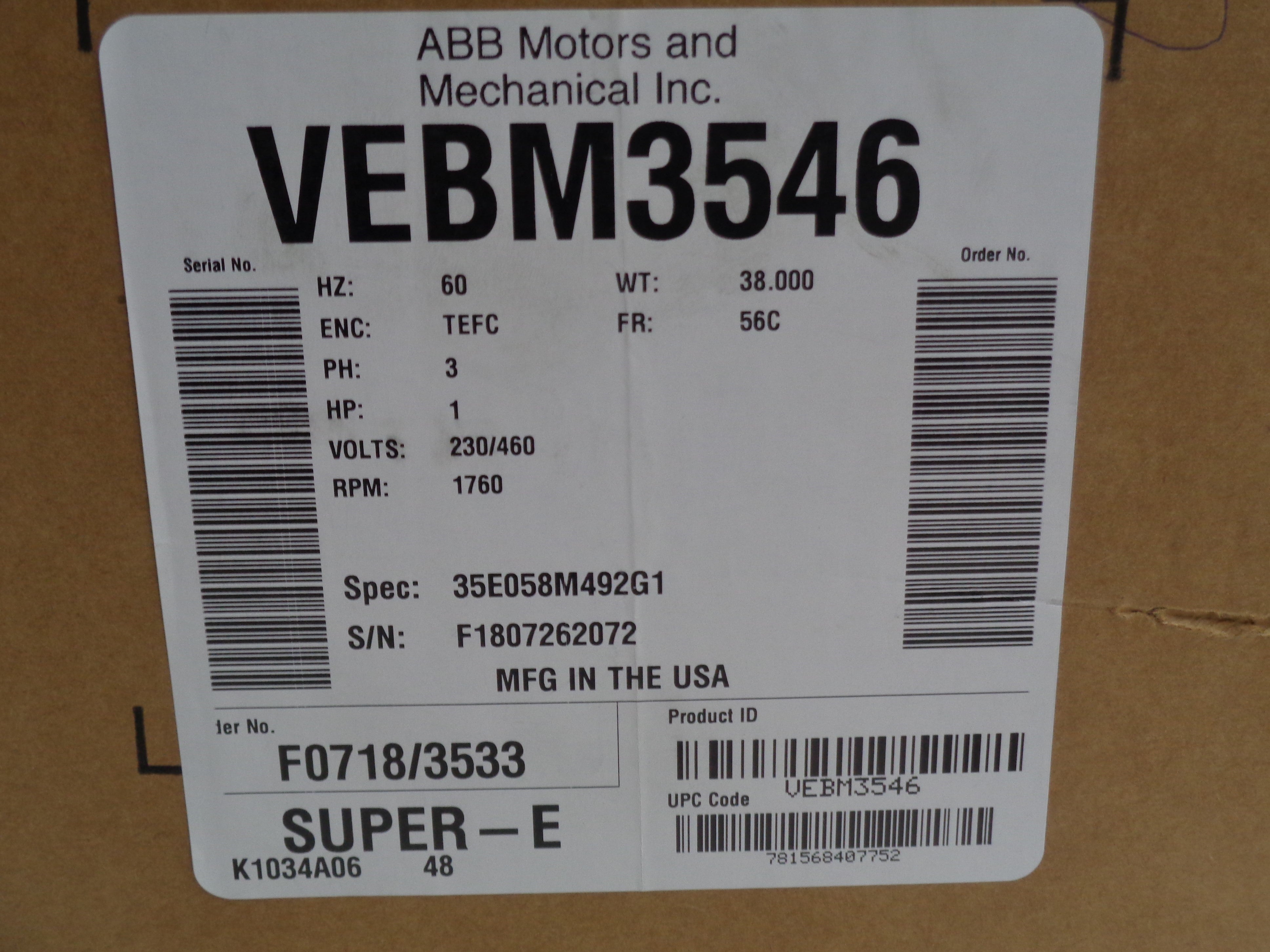 BALDOR VEBM3546 SER. F NSMP