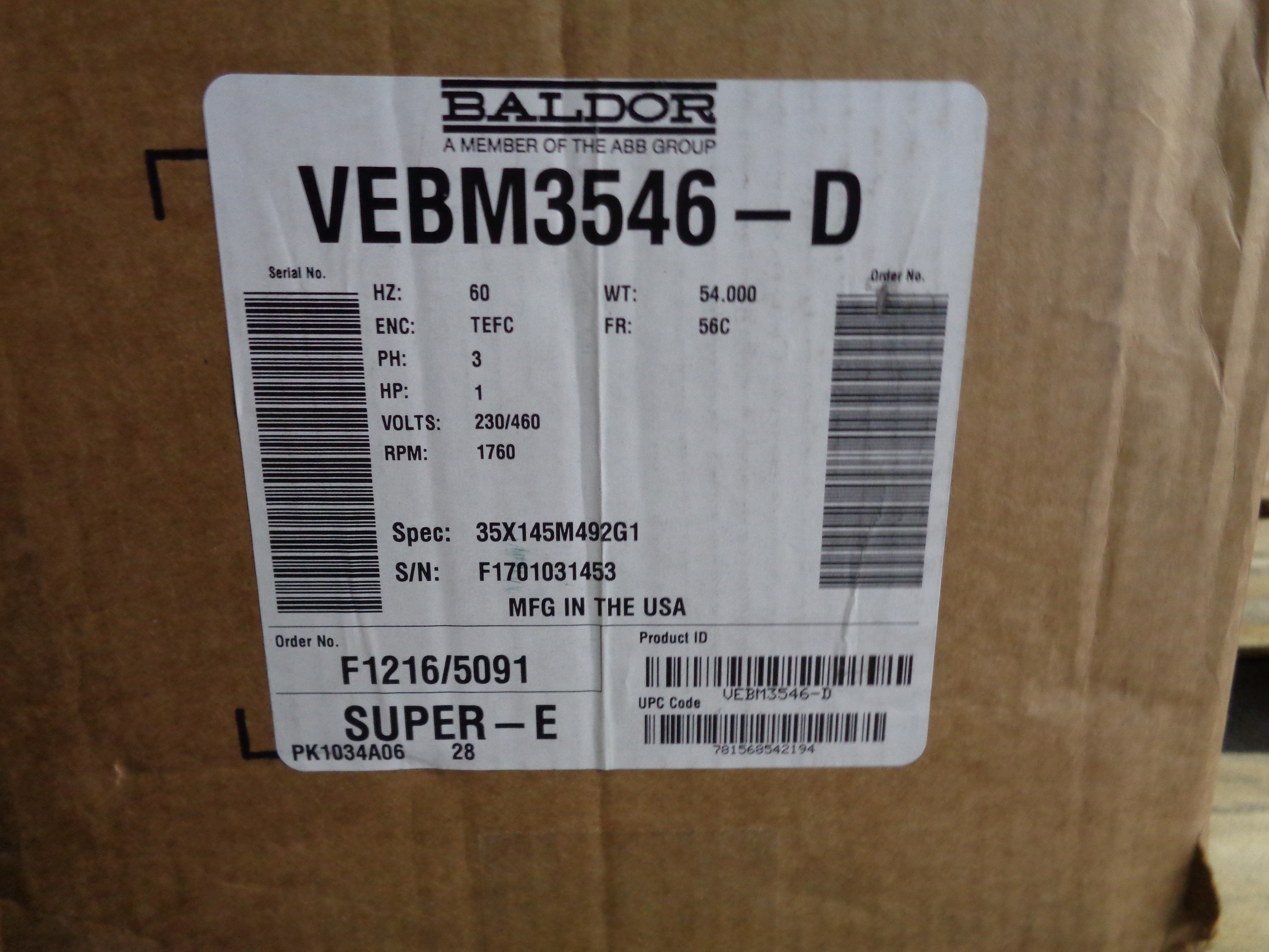 BALDOR VEBM3546-D SER. F NSMP
