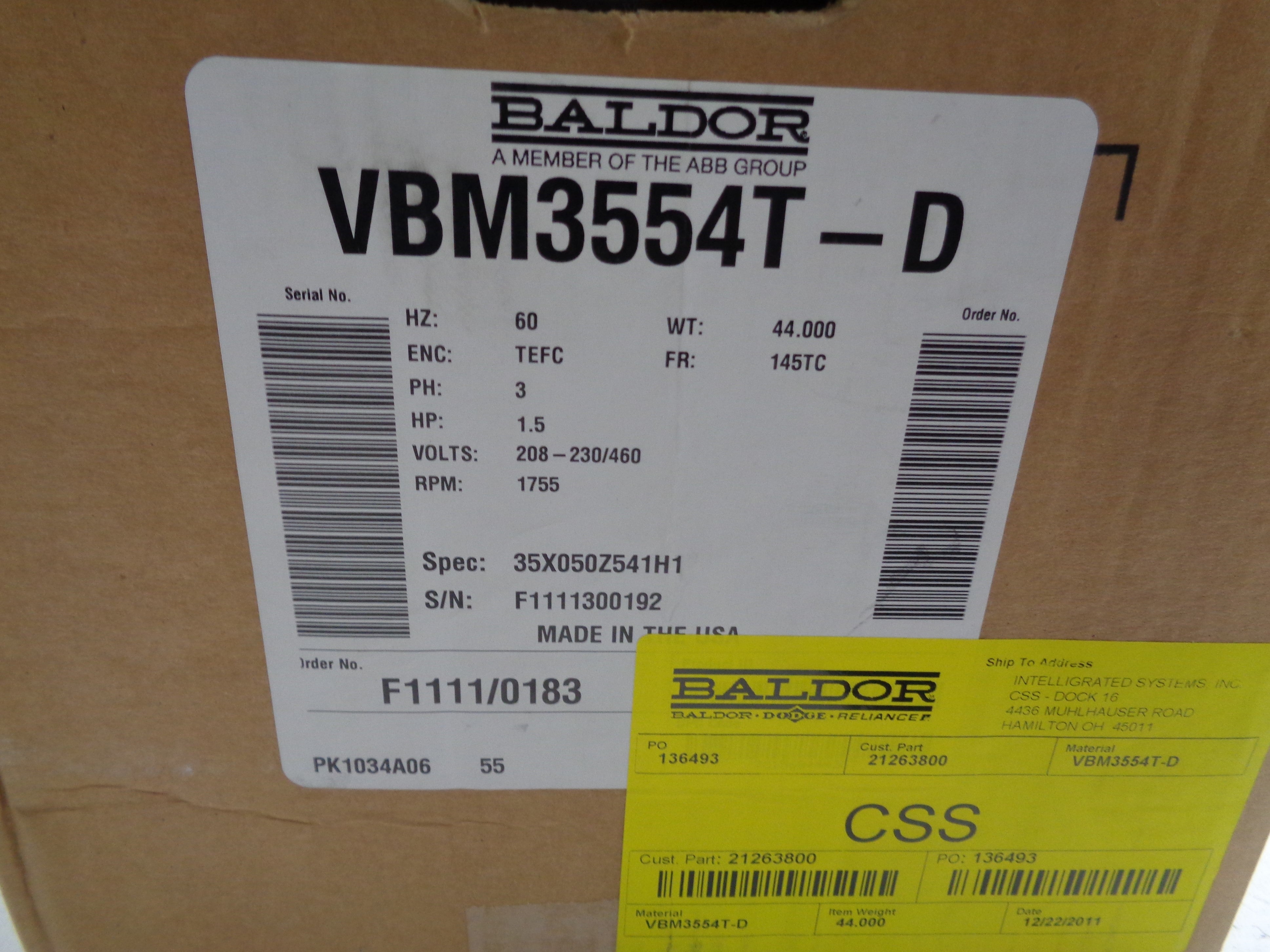 BALDOR VBM3554T-D NSMP