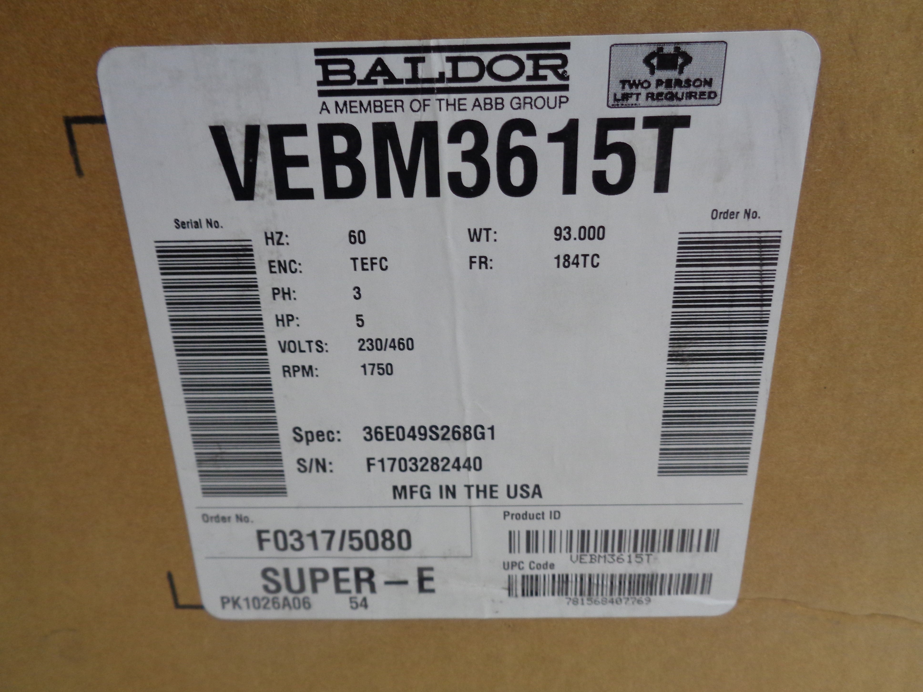 BALDOR VEBM3615T SER. F NSMP