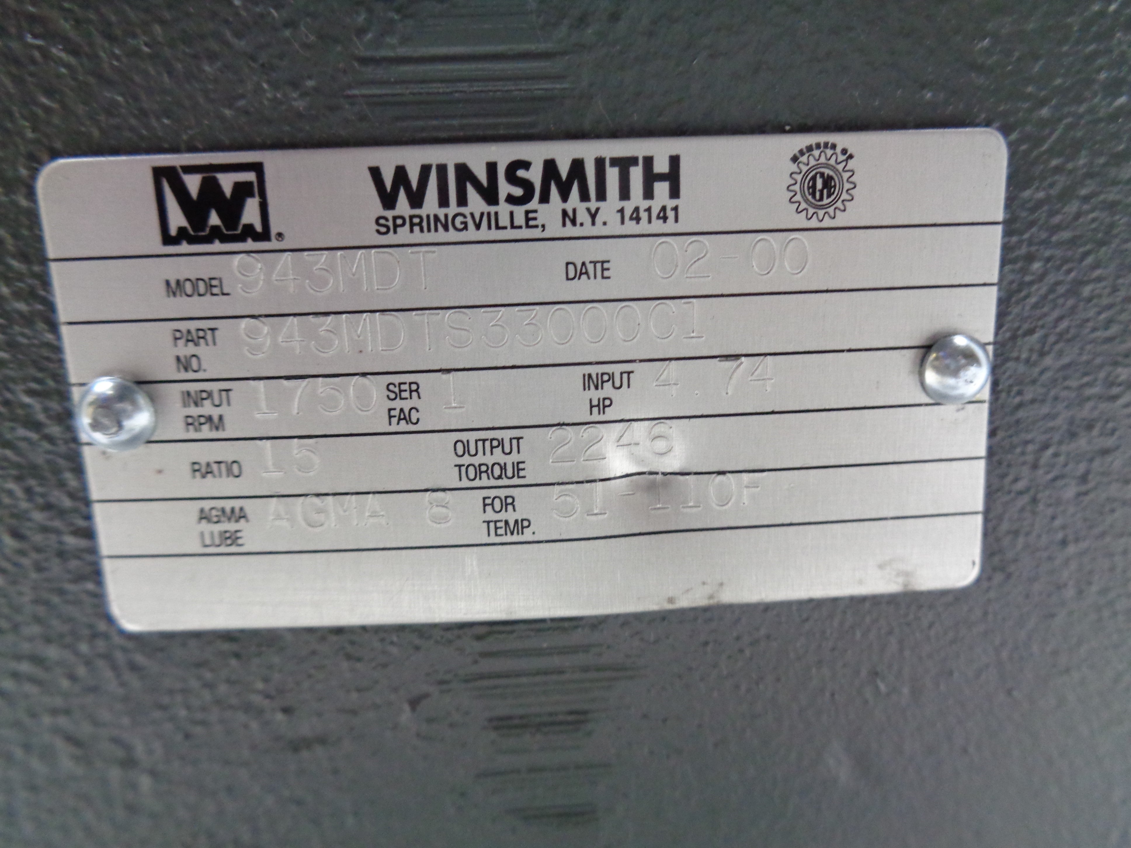 WINSMITH 943MDT S330001 NSNP