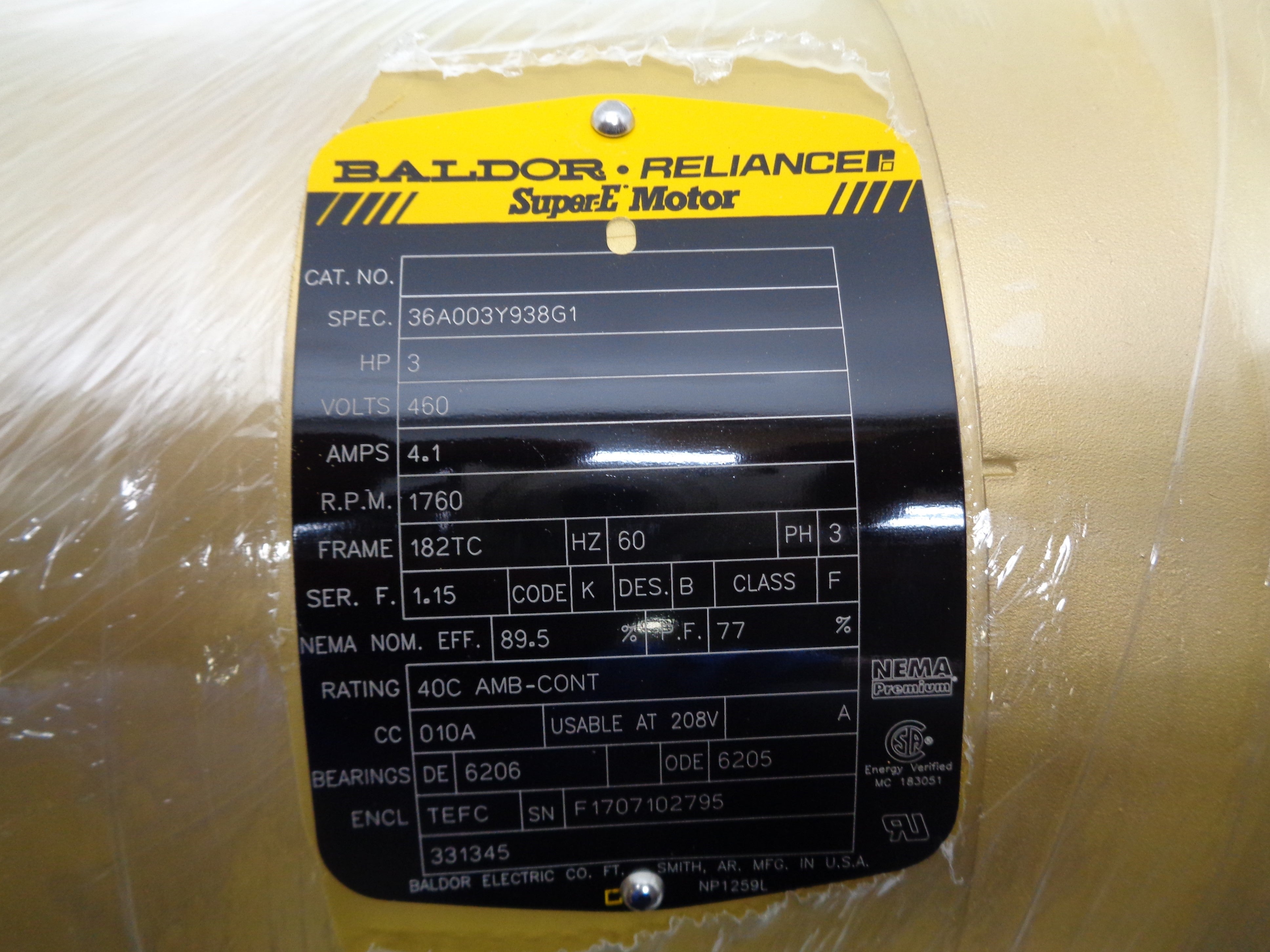BALDOR 36A003Y938G1 SER. F NSNP