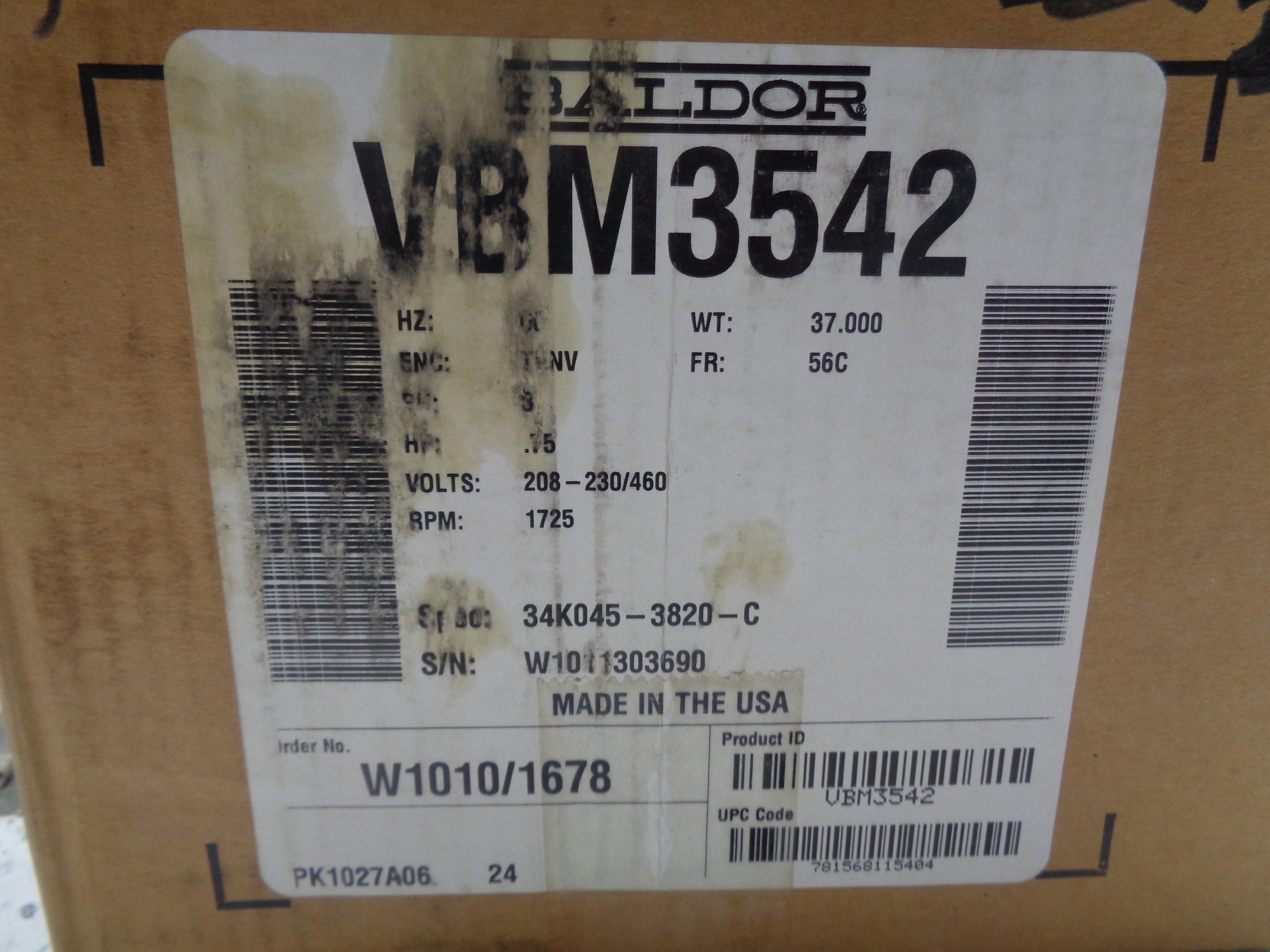 BALDOR VBM3542 SER. F NSMP
