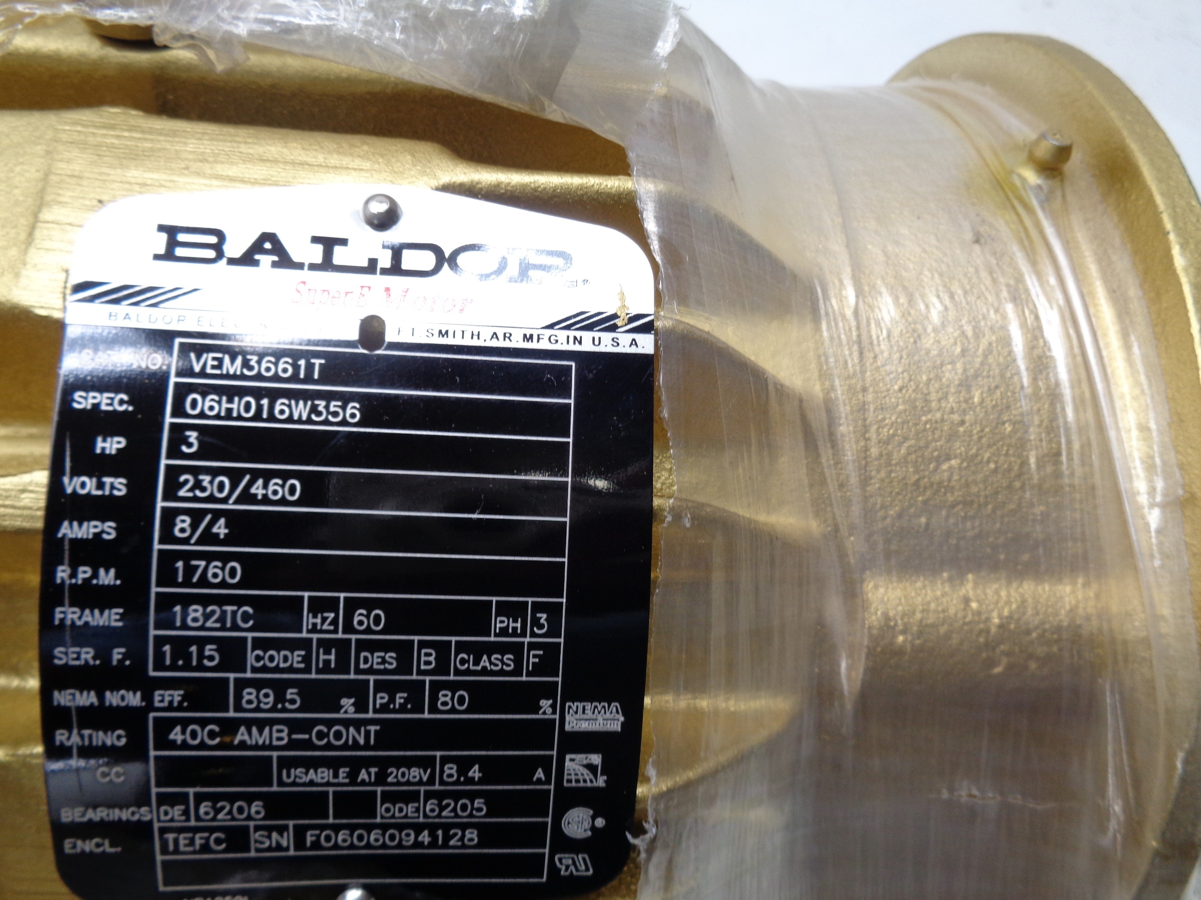 BALDOR VEM3661T SER. F NSMP