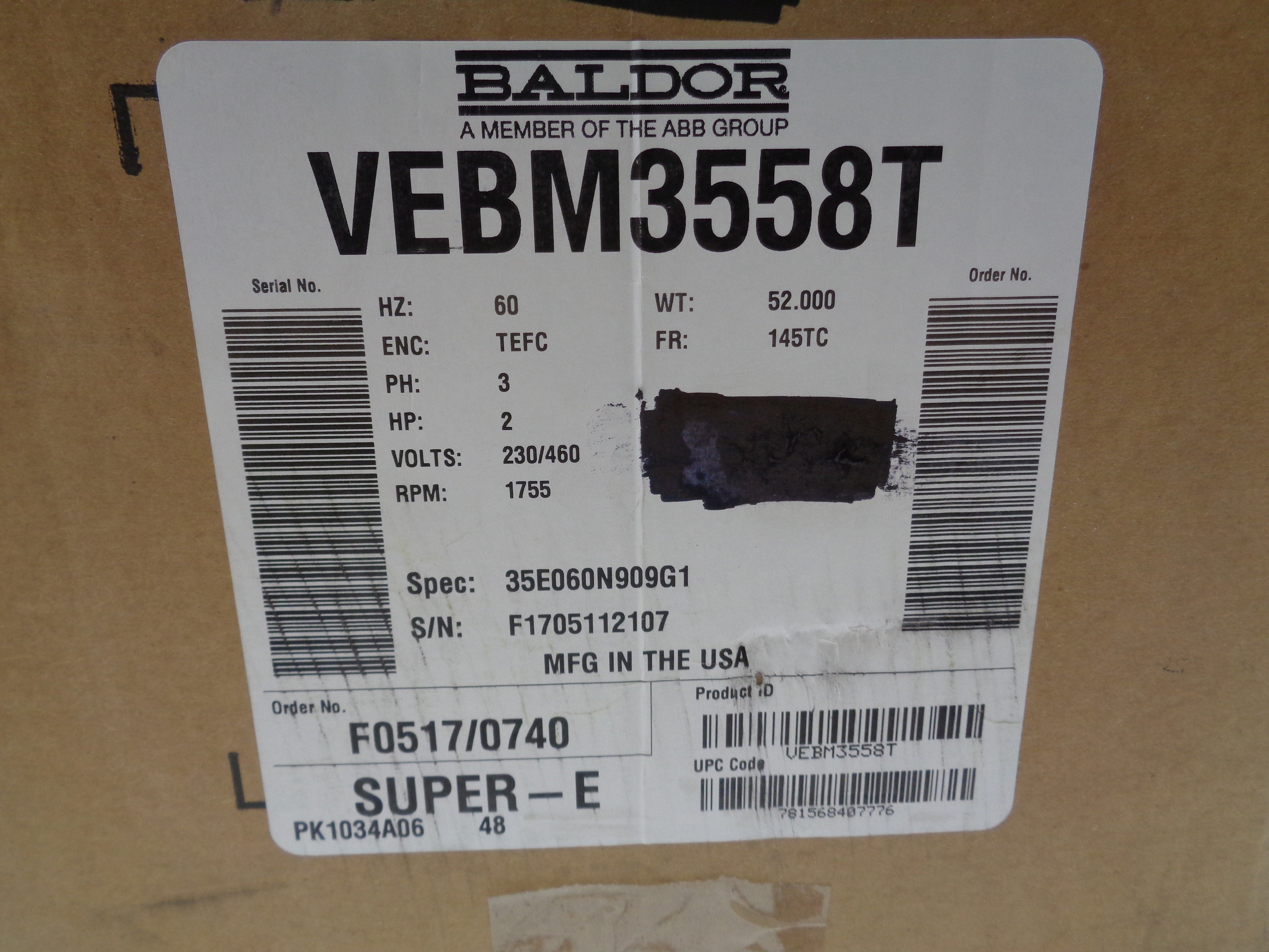 BALDOR VEBM3558T SER.F NSMP