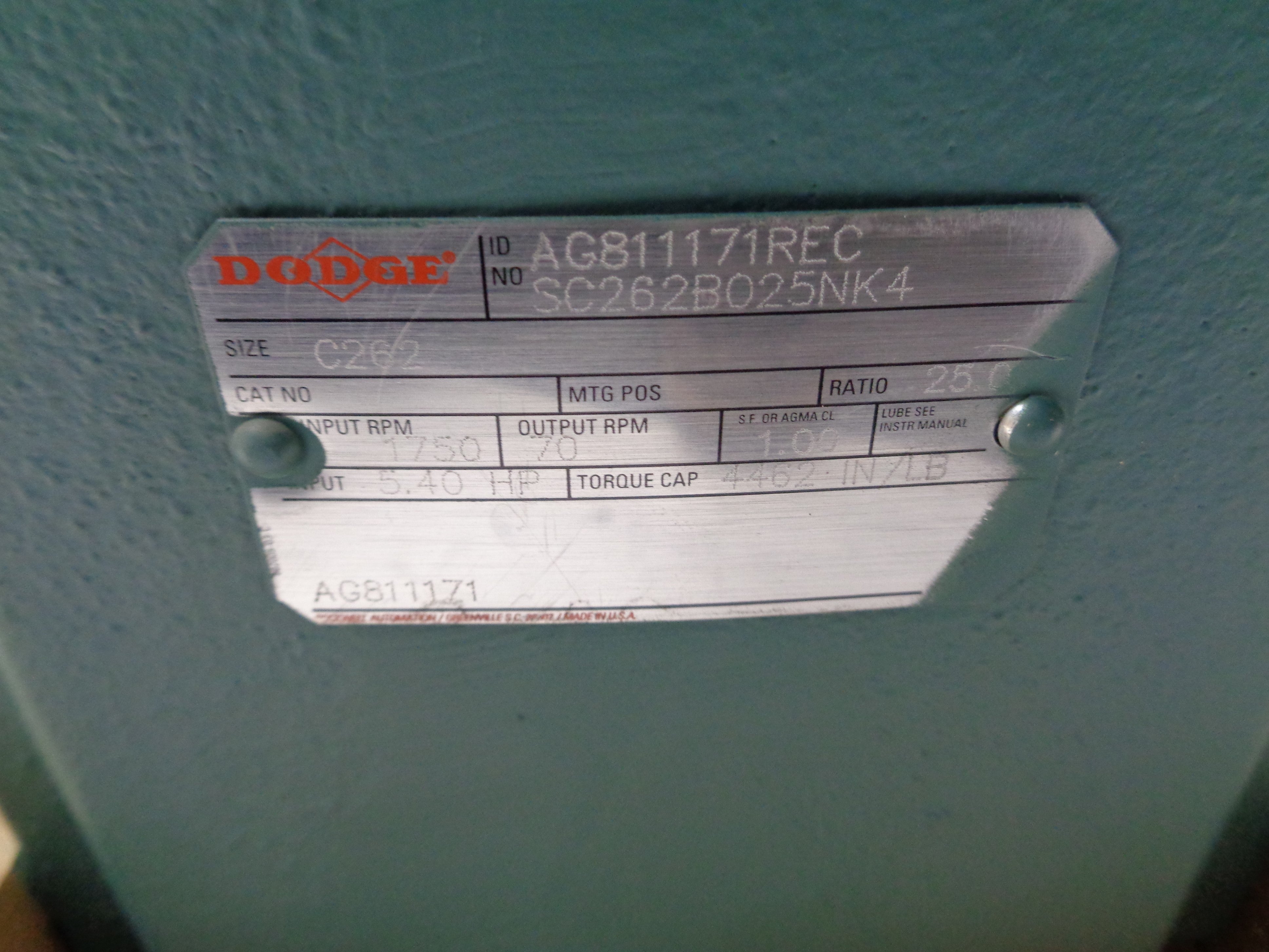 DODGE 180C262B025K4A AG811171 NSMP
