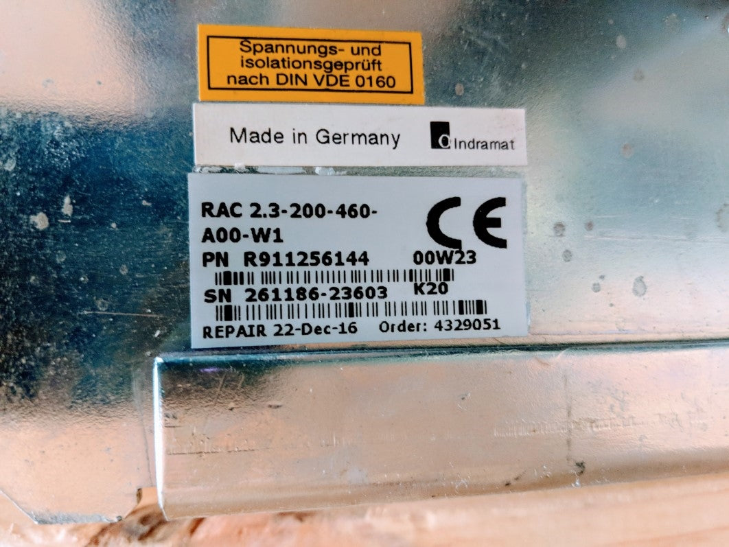 INDRAMAT RAC2.3-200-460-A00-W1 R911256144 REMAN