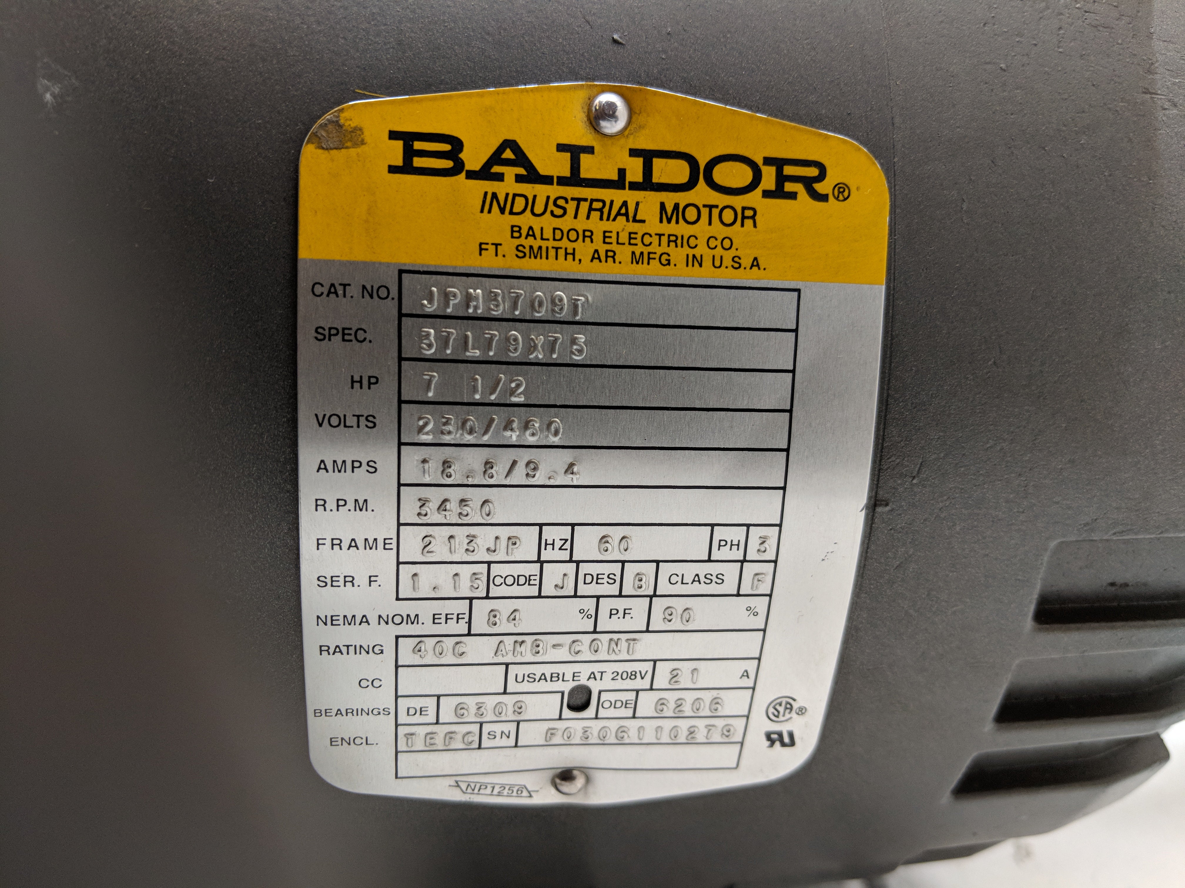 BALDOR JPM3709T NSMP
