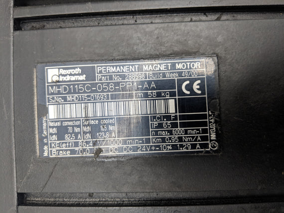 REXROTH INDRAMAT MHD115C-058-PP1-AA NSNP