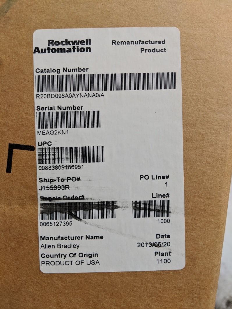 ALLEN BRADLEY 20BD096A0AYNANA0 SER. A F/W 3.002 REMAN