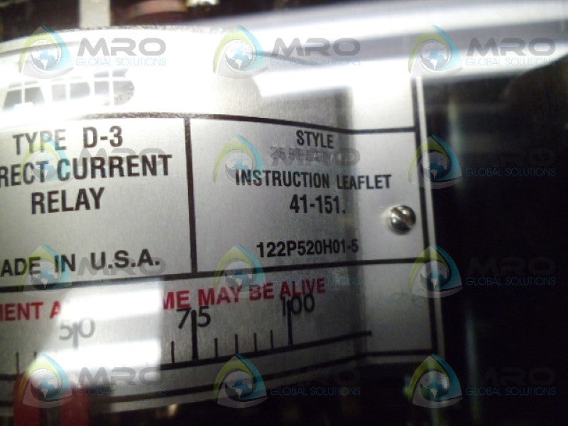 ABB TYPE D-3 DIRECT CURRENT RELAY (AS PICTURED) *NEW NO BOX*