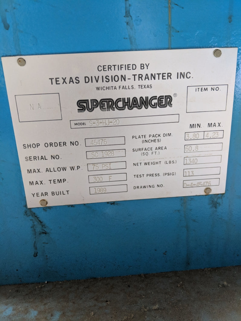 TRANTER SUPERCHANGER S-3-HJ-2 NSNP